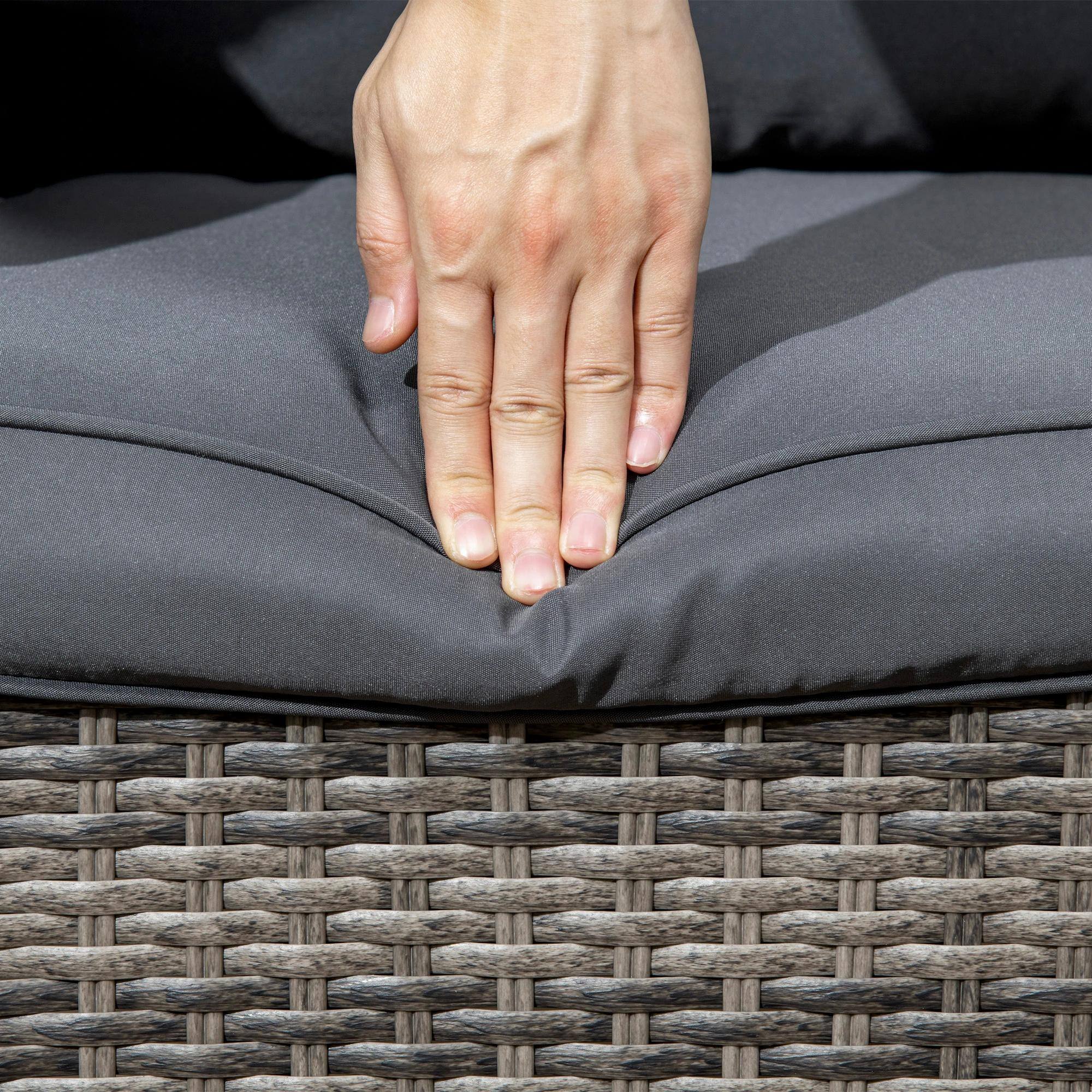 Back. Resenkos - Resenkos 3-Piece Patio Furniture Set, A Swivel Rocker, PE Rattan, Gray - Gray.