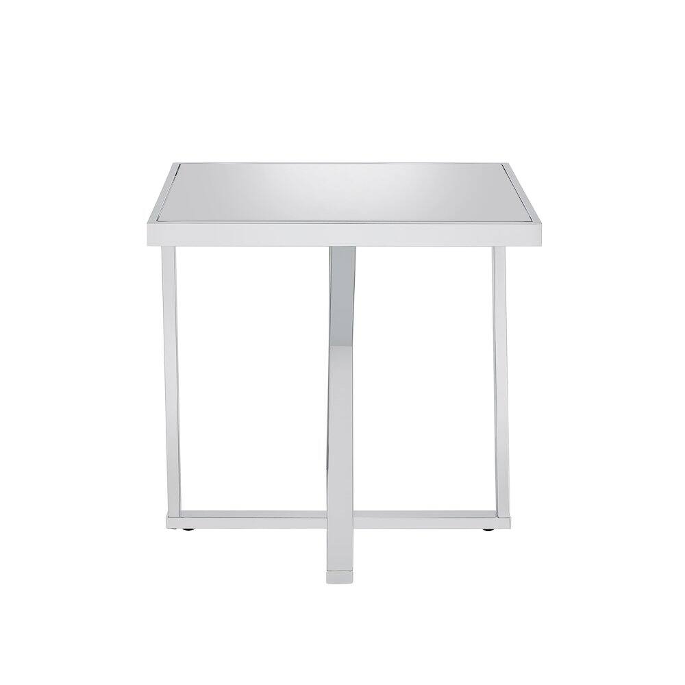 Left. Furniture of America - Ludington Contemporary Metal End Table in Chrome - Silver.