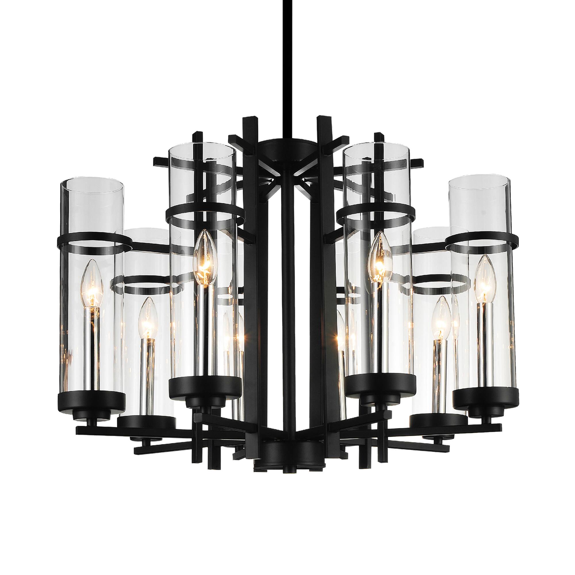 Angle. CWI Lighting - Sierra 8 Light Up Chandelier With Black Finish - Black.