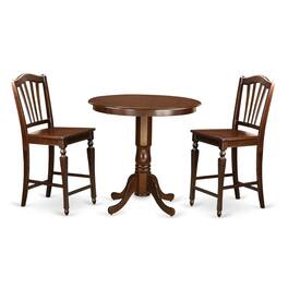 East West Furniture - 3 PC counter height set-pub Table and 2 counter height Dining chair - Mahogany