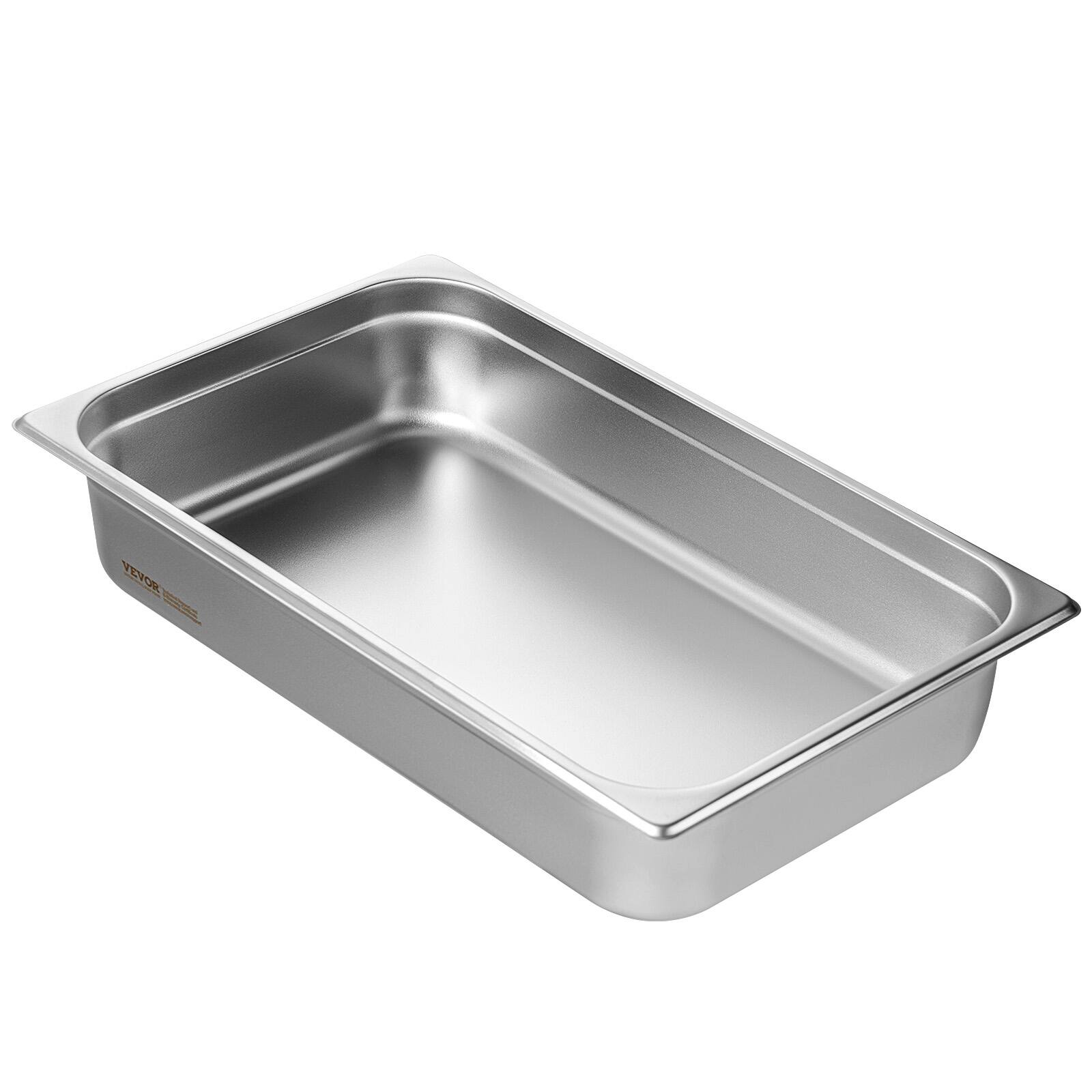 Alt View 5. VEVOR - Hotel Pan, Full Size Anti-Jam Steam Pan, 0.8mm Thick Stainless Steel Restaurant Steam Table Pan, 4-Inch Deep Table Pan - Stainless steel color.