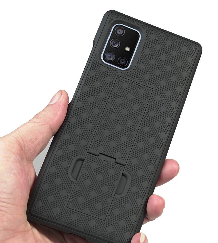 Alt View 5. Nakedcellphone - Case with Stand and Belt Clip Holster for Samsung Galaxy A71 5G - Black.