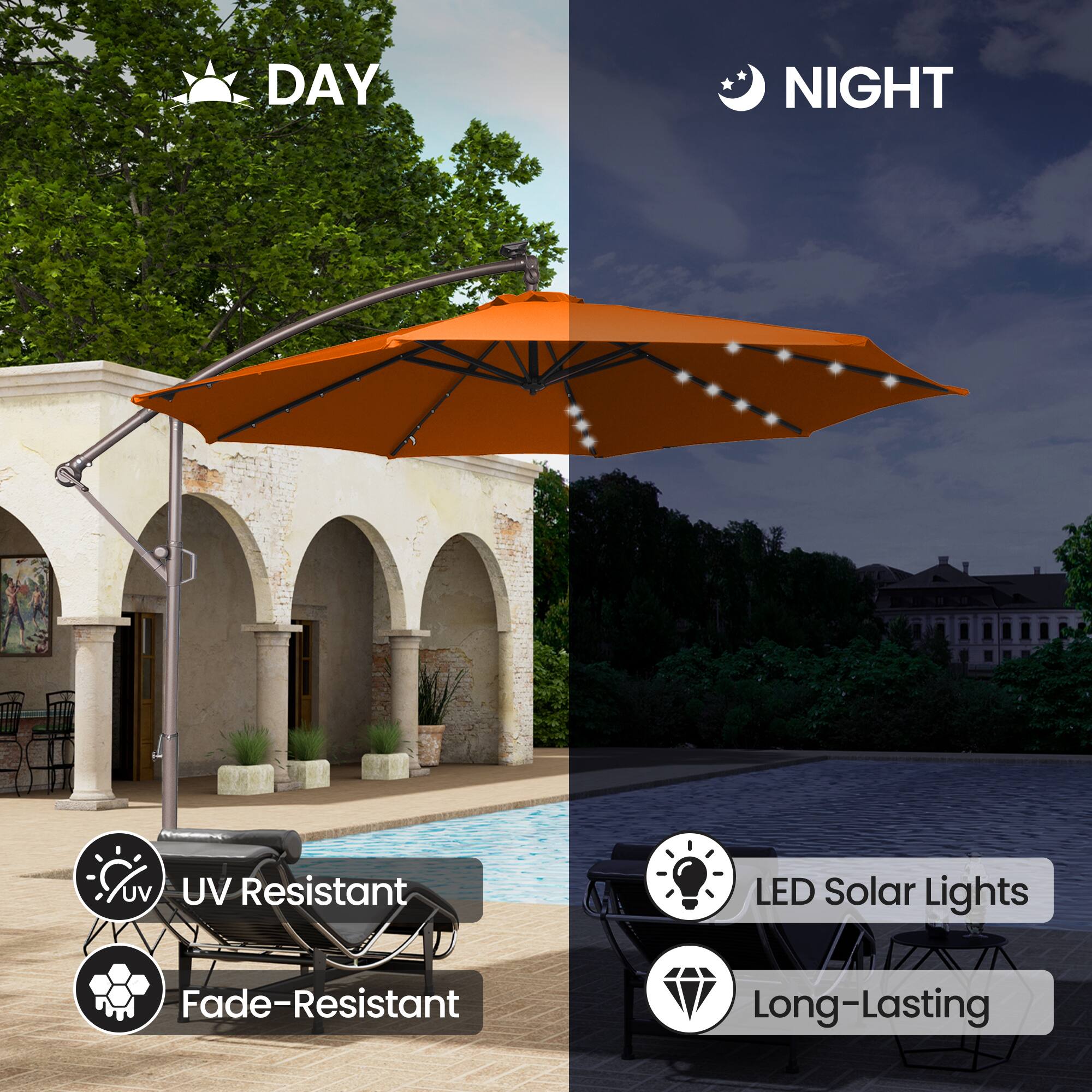 DAY NIGHT  
Cuv UV UV Resistant LED Solar Lights Fade-Resistant Long-Lasting