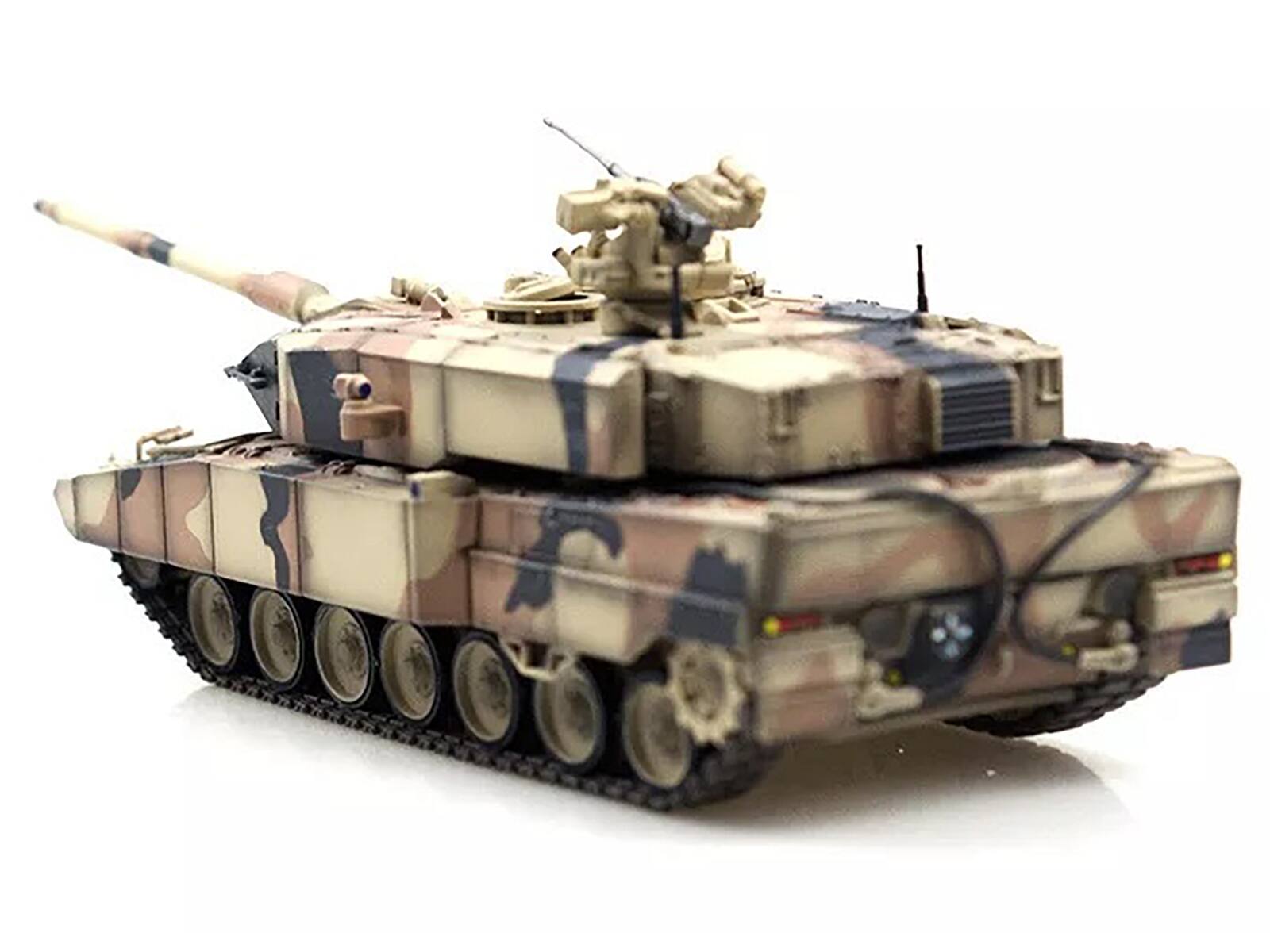 Angle. Panzerkampf - Leopard 2 A7+ Main Battle Tank "Desert Camouflage" German Army "Armor Premium" Series 1/72 Diecast Model by Panzerkampf - Desert Camouflage.