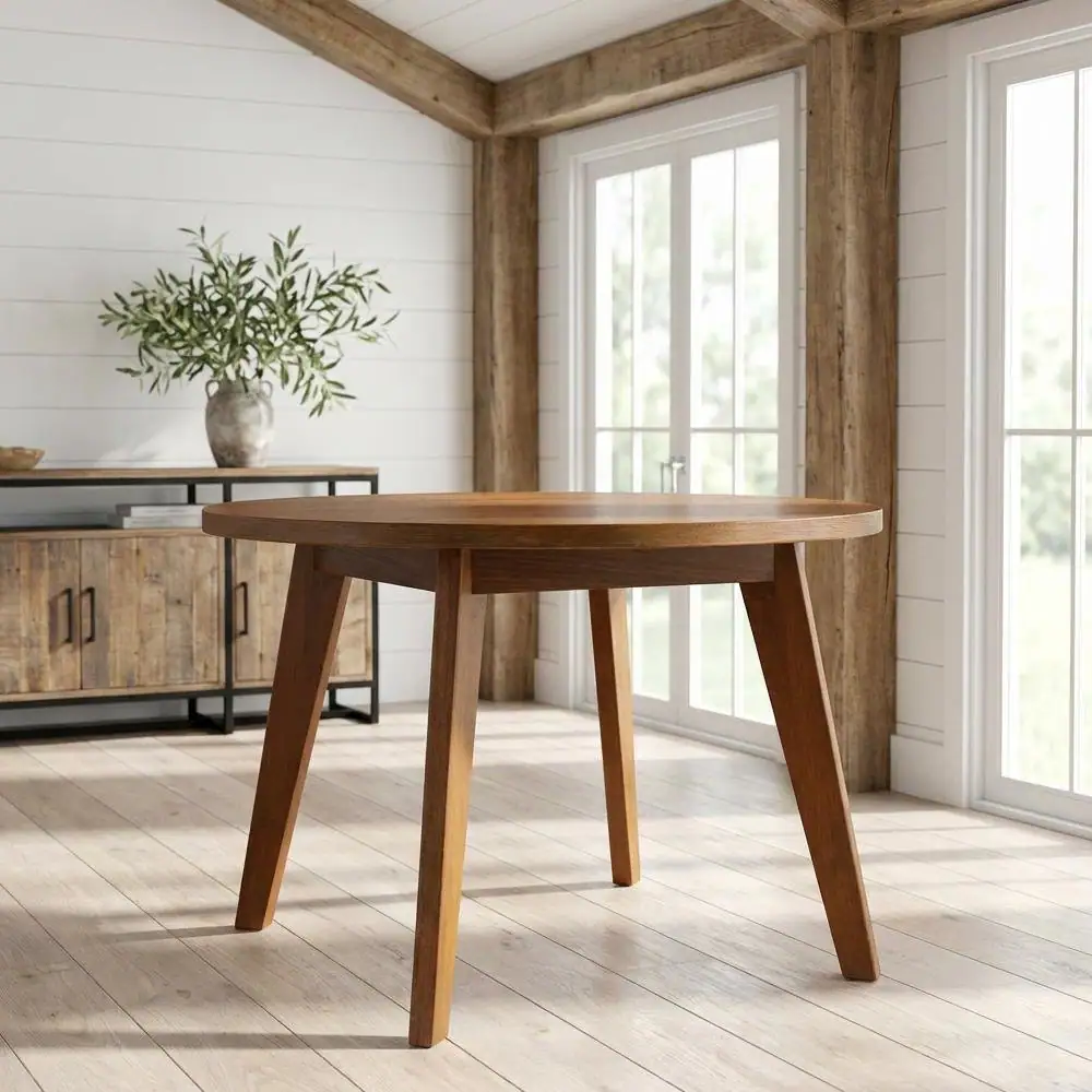 Back. FurniFact - Round Coffee Table Sweet Oak with Solid American Gum Wood and Sturdy Base - Sweet Oak.