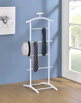Kings Brand Furniture - Menros Metal Suit Valet Stand, Clothes Rack - White