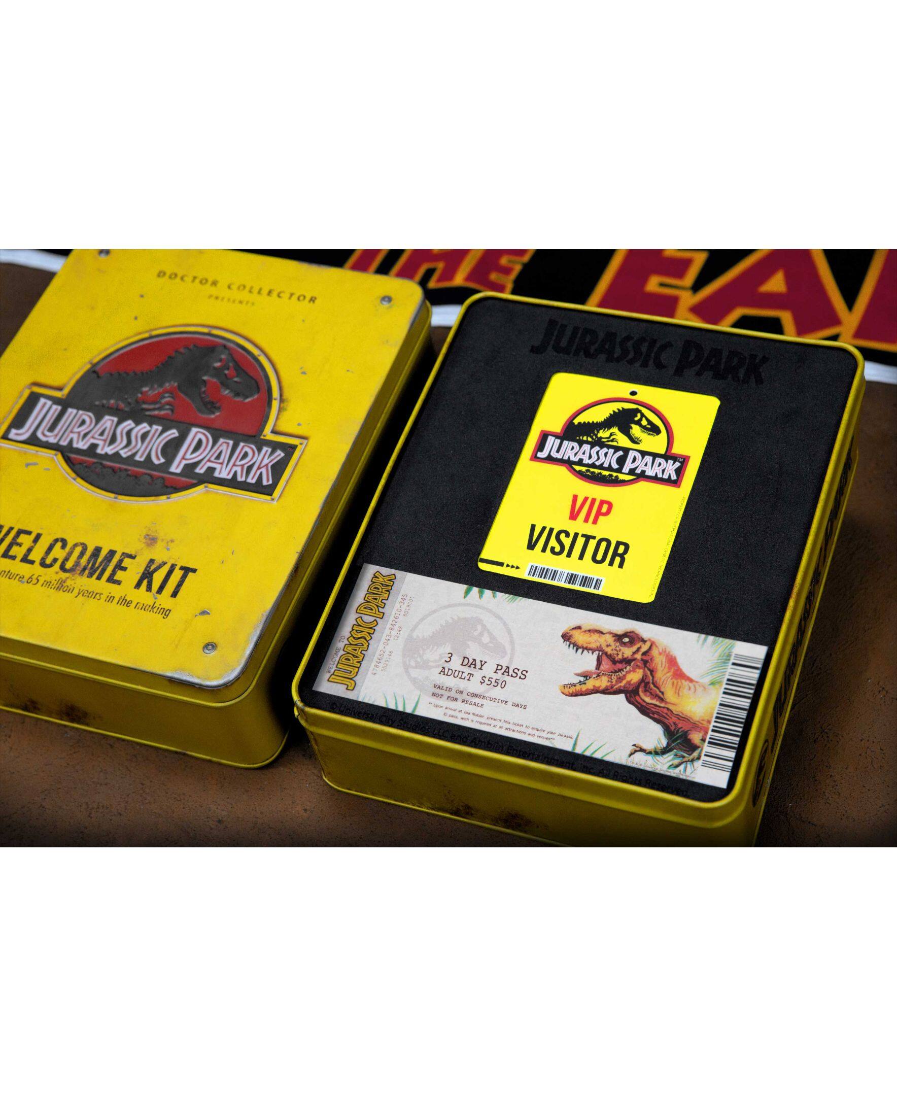 Jurassic Park Welcome Kit. 65 years in the making. Jurassic Park 2. 7 I 19 I 2019. Jurassic Park VIP Visitor 3 day adult pass. $550.