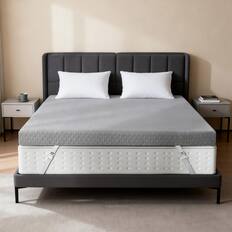 Front. Vipbear - 3"/4" Bamboo Charcoal Memory Foam Mattress Topper, Cooling Gel Bed Topper with Removable Cover, Fiberglass‑Free - 3" Gray.