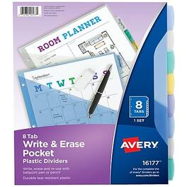 Avery - Write & Erase Pocket Plastic Dividers, 8 Tabs - Multicolor