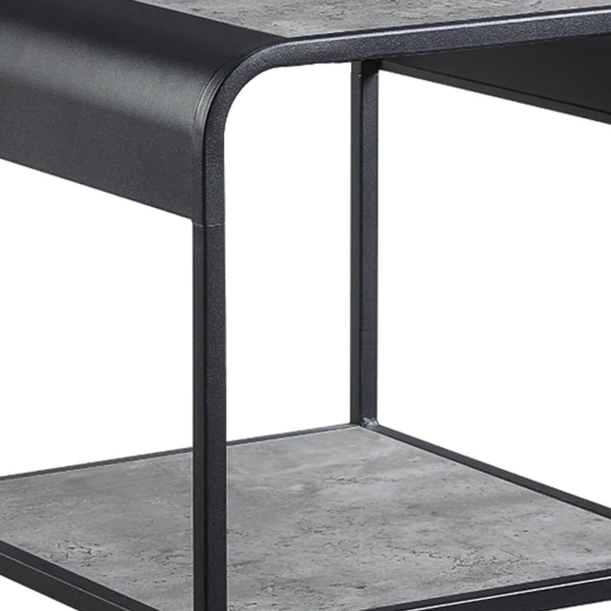 Alt View 2. Manhattan Lane - Ish 21 Inch Modern End Table with Open Shelves, Wood - Gray and Black.