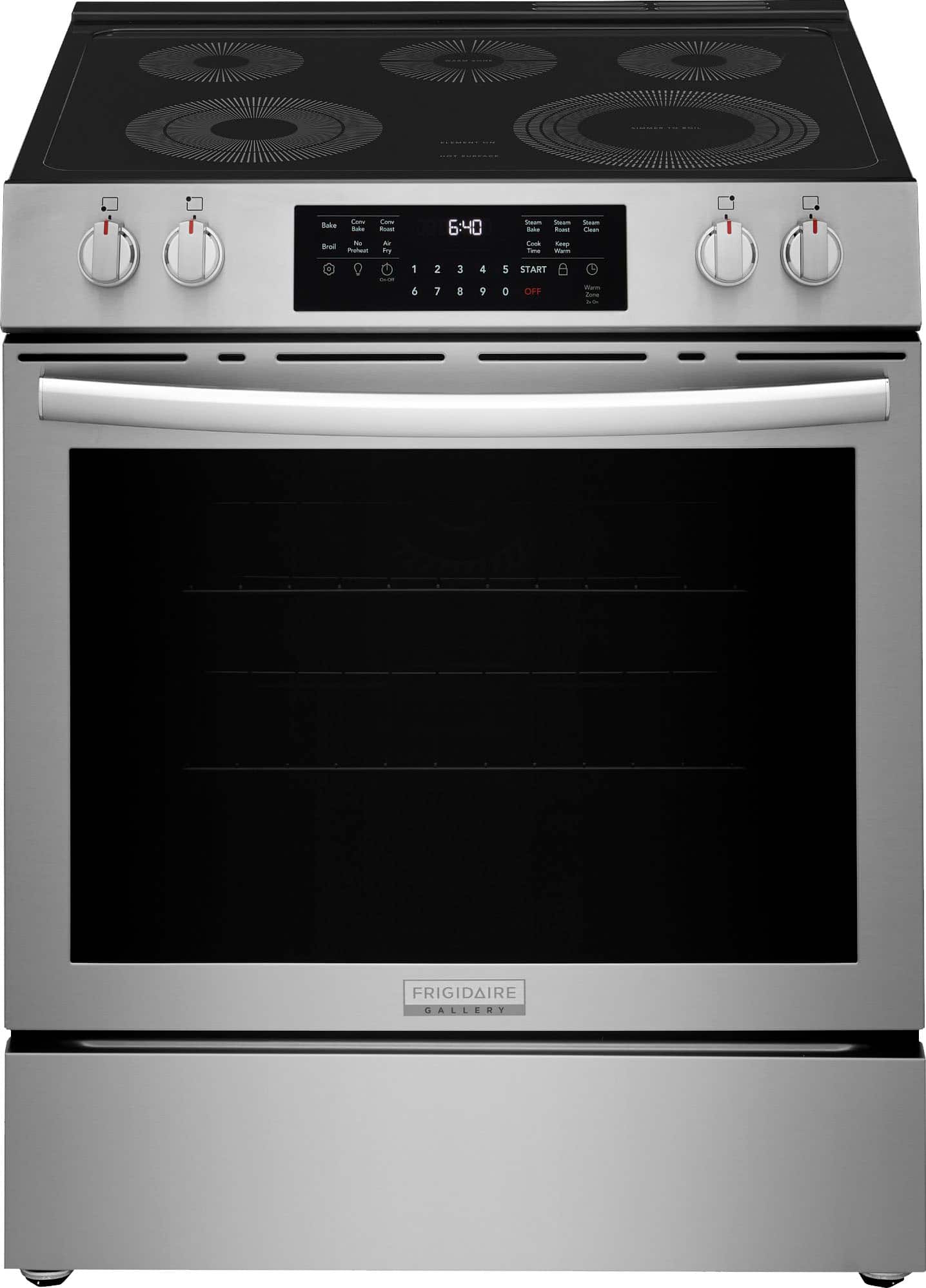 Frigidaire - Gallery 5.3 Cu. Ft. Slide-In Electric Total Convection Range with Air Fry and Steam Clean - Stainless Steel - Front_Zoom