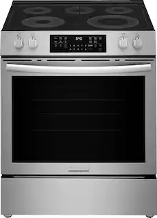 Frigidaire - Gallery 30 in. Wide 5 elements 5.3 Cu. Ft. Slide-In Electric Total Convection Range with Air Fry and Steam Clean - Stainless Steel