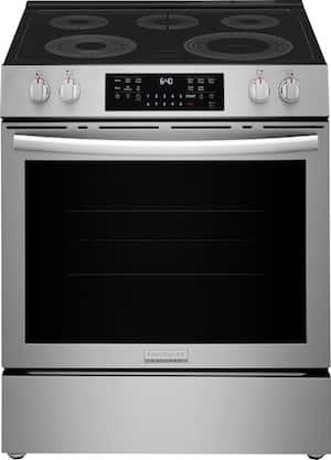 Frigidaire - Gallery 30 in. Wide 5 elements 5.3 Cu. Ft. Slide-In Electric Total Convection Range with Air Fry and Steam Clean - Stainless Steel