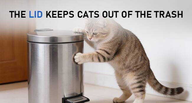 THE LID KEEPS CATS OUT OF THE TRASH