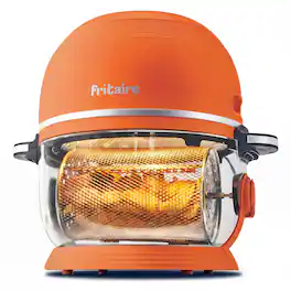 Fritaire - Non-Toxic Air Fryer - Glass Air Fryer, 5qt, Teflon-Free, PFOA- Free, w/ Accessories - Rotisserie and Tumbling Basket - Orange