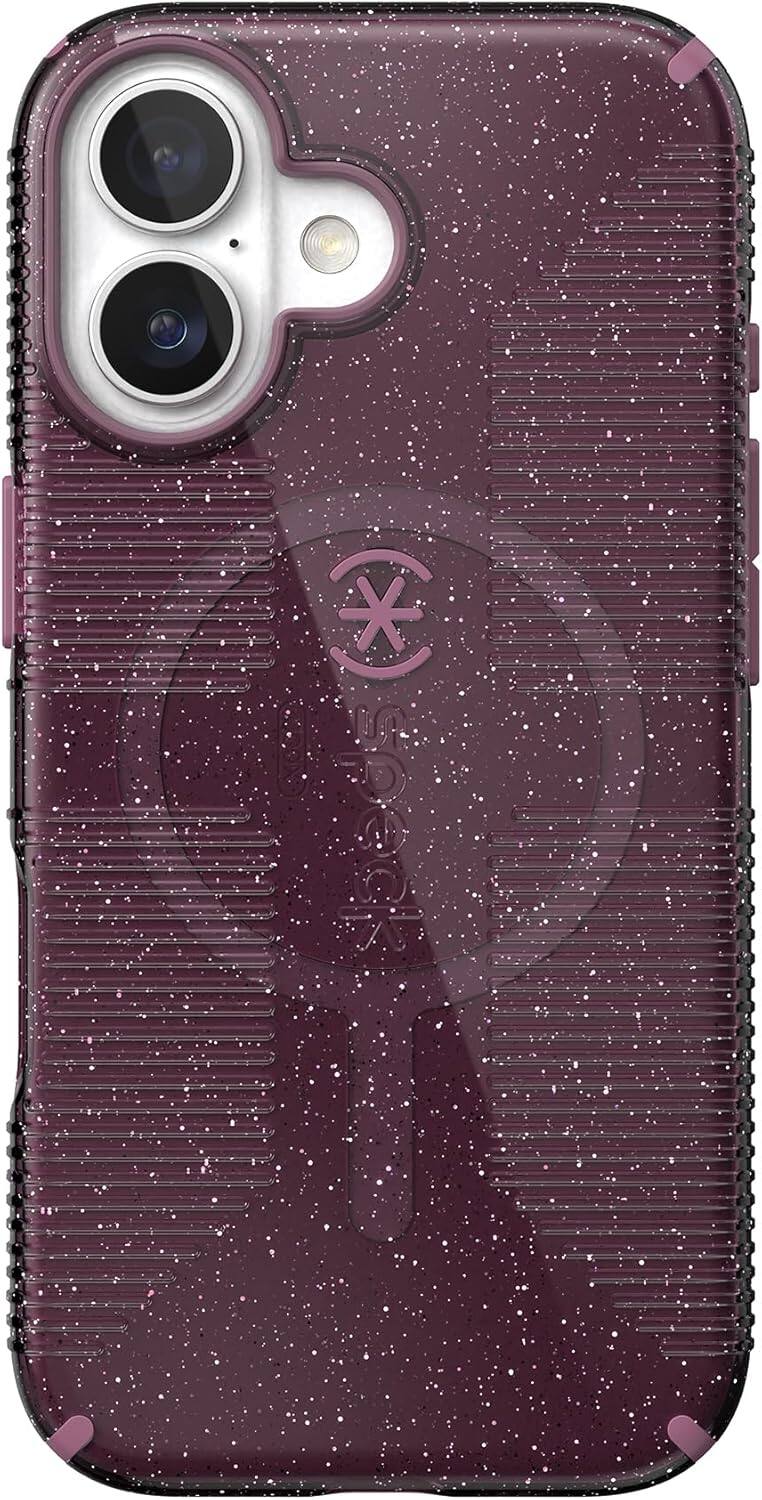 Alt View 4. Speck - CANDYSHELL Grip +MS Case for iPhone 17 - Slim Protective Grip | Drop Protection | MagSafe Compatible - Plumberry Glitter.