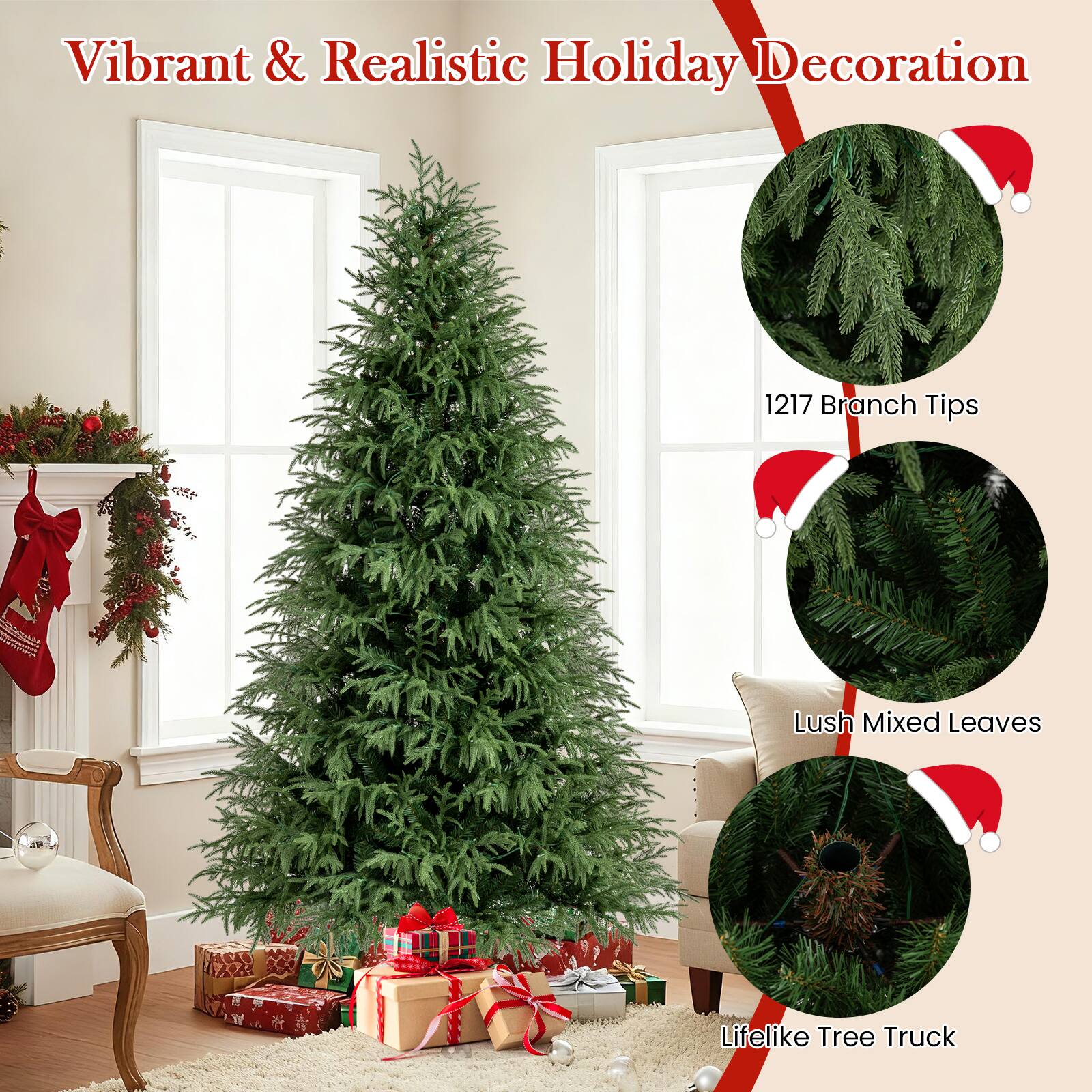 Vibrant & Realistic Holiday Decoration

1217 Branch Tips

Lush Mixed Leaves

Lifelike Tree Truck
