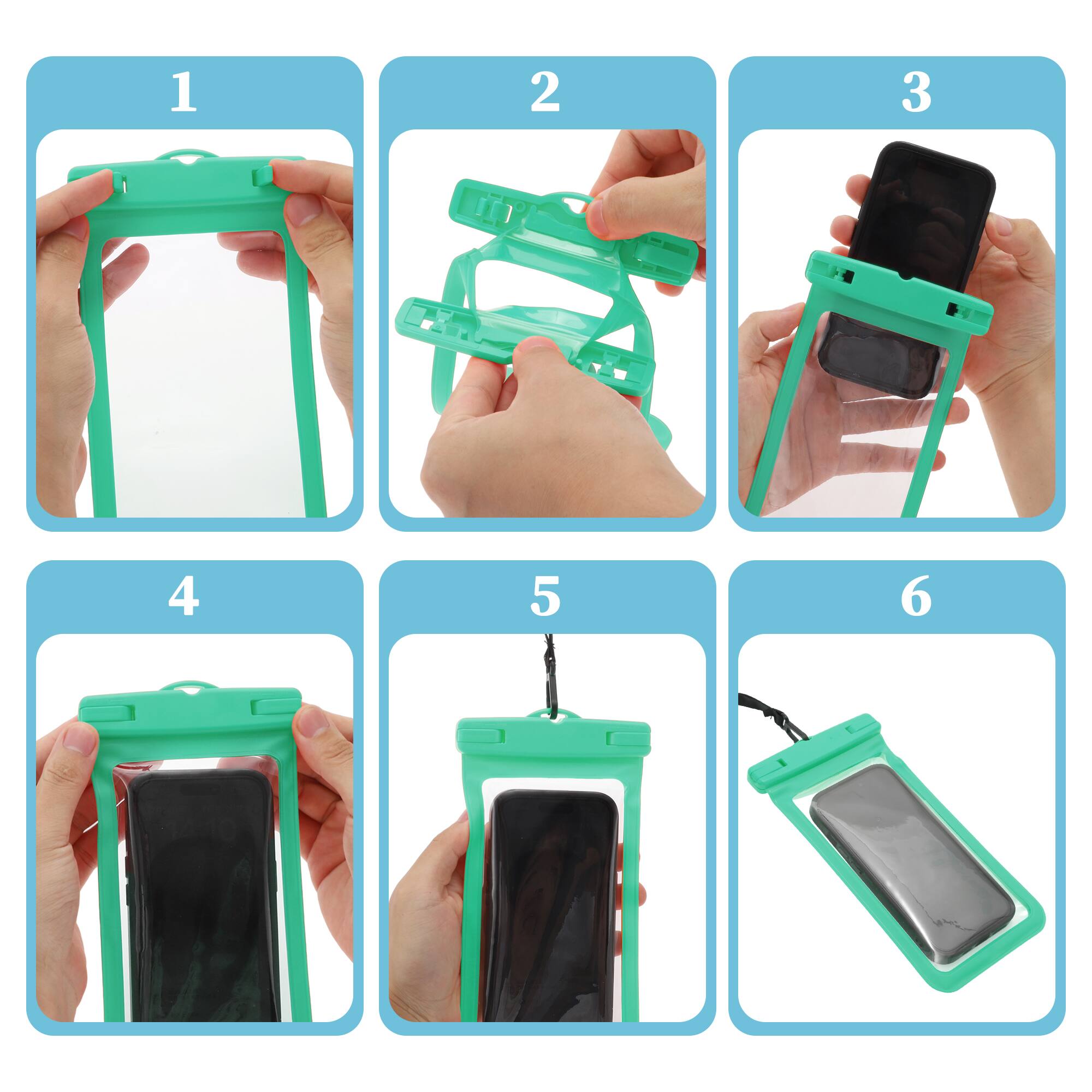 Alt View 4. Unique Bargains - 2pcs Mobile Waterproof Bag Universal Waterproof Case Compatible for Phone 4.53"x8.27" - Light Green.