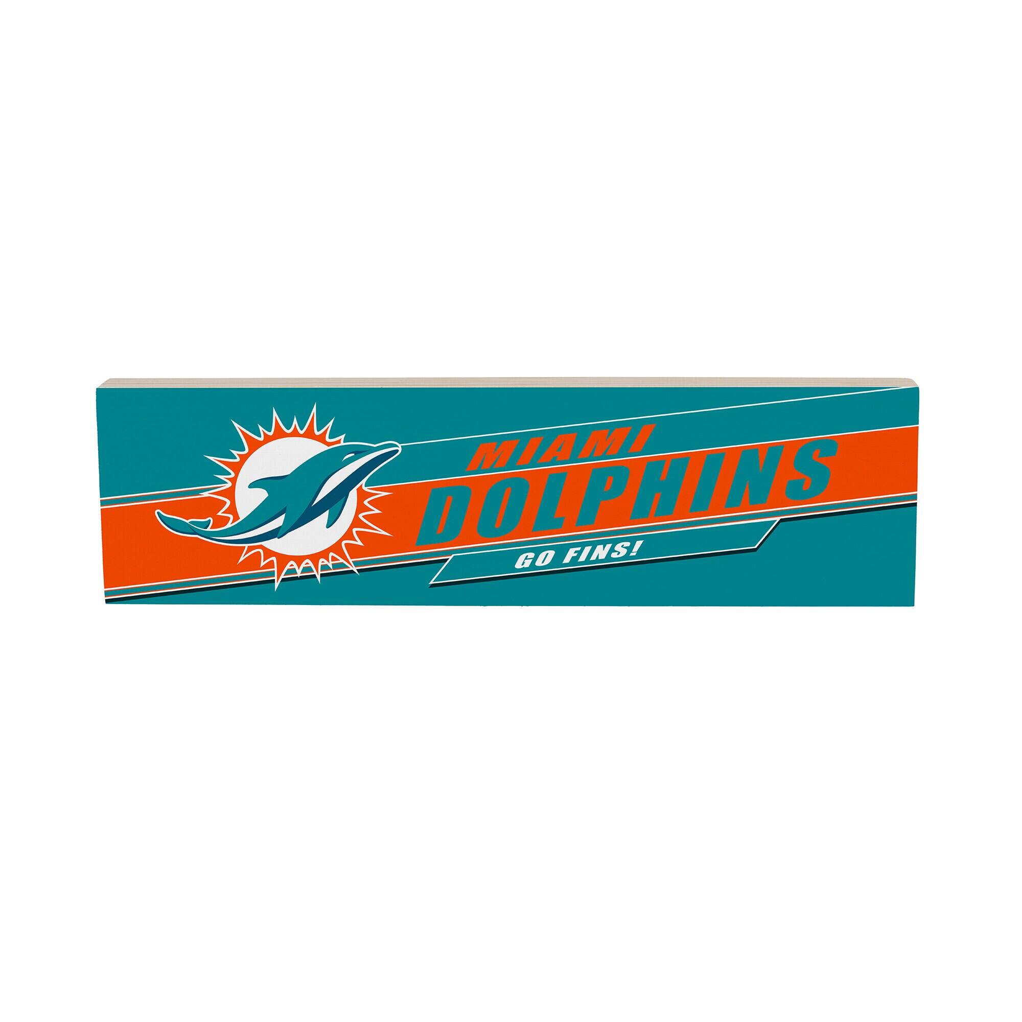 Miami Dolphins 5" x 18" Shadow Logo Wood Mantle Sign