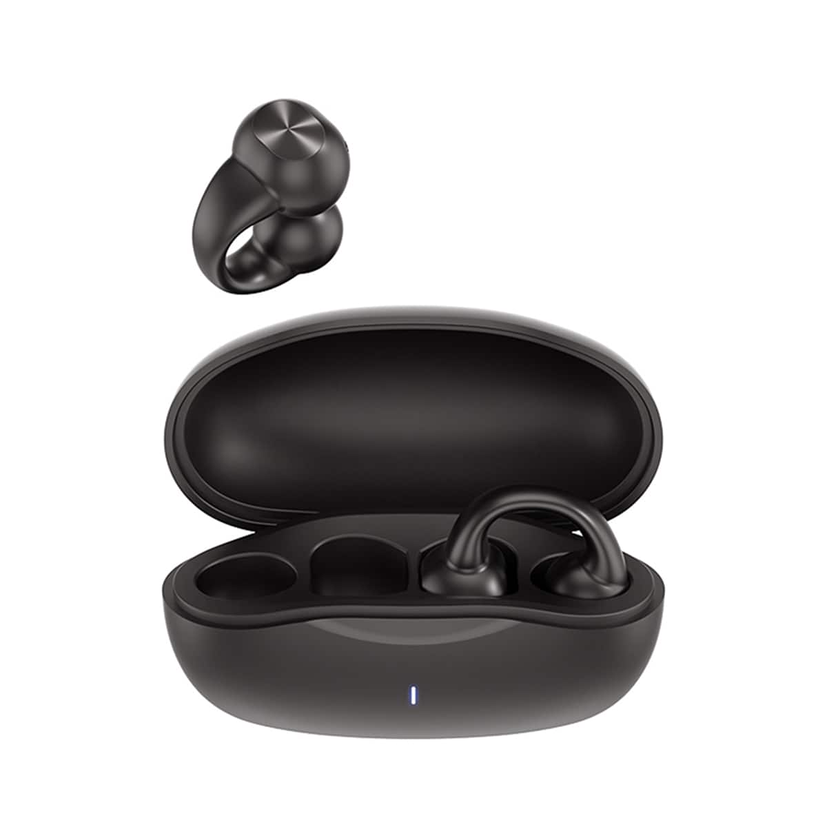 Cluzine - Black Open-Ear Clip-On Wireless Earbuds Headphones, 3D Holographic Sound, Directional Transmission