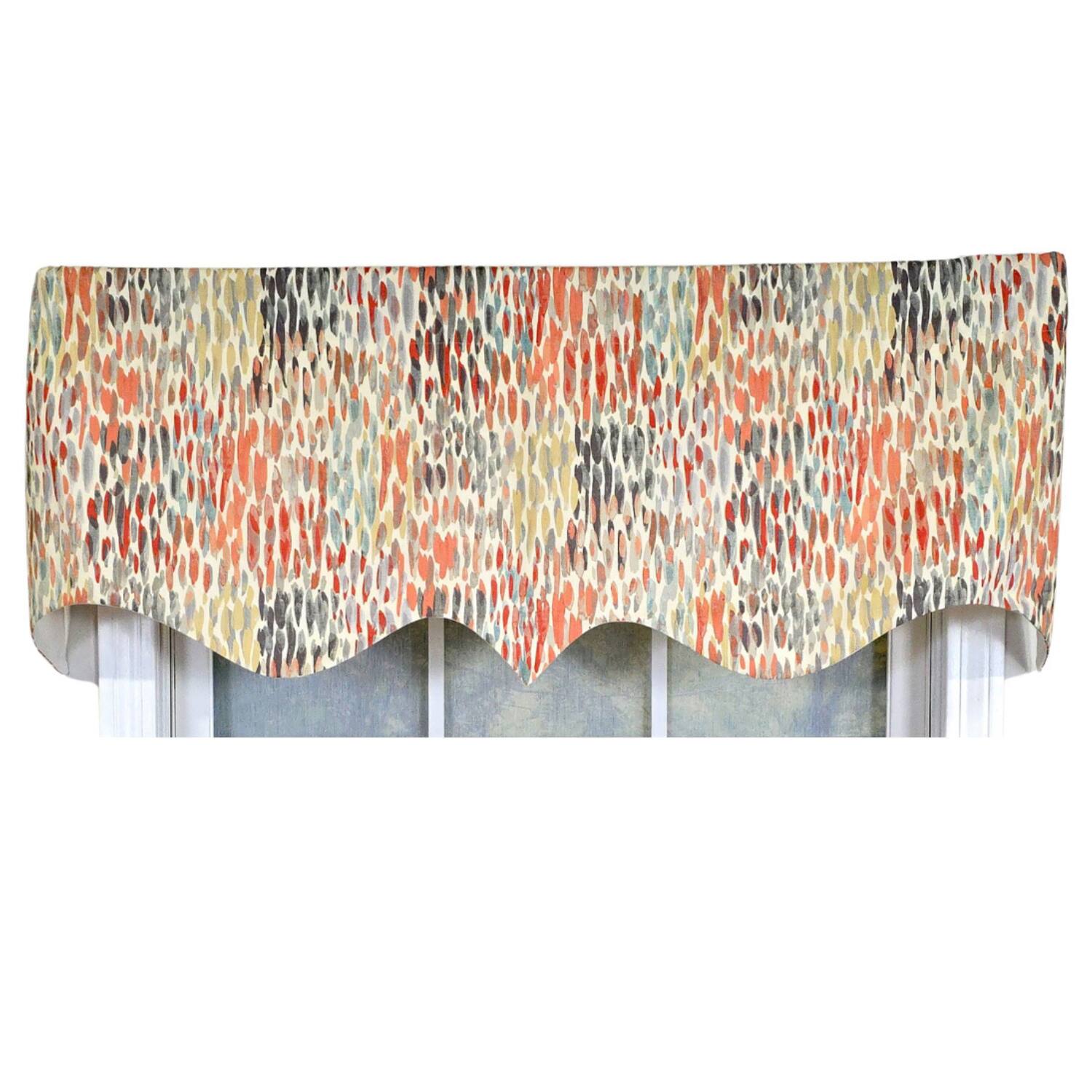 Left. RLF Home - RLF Home 100% Cotton Dazzle Regal With Poly/Cotton Ivory lining Rod Pocket Valance 50" x 17" Gray - Gray.