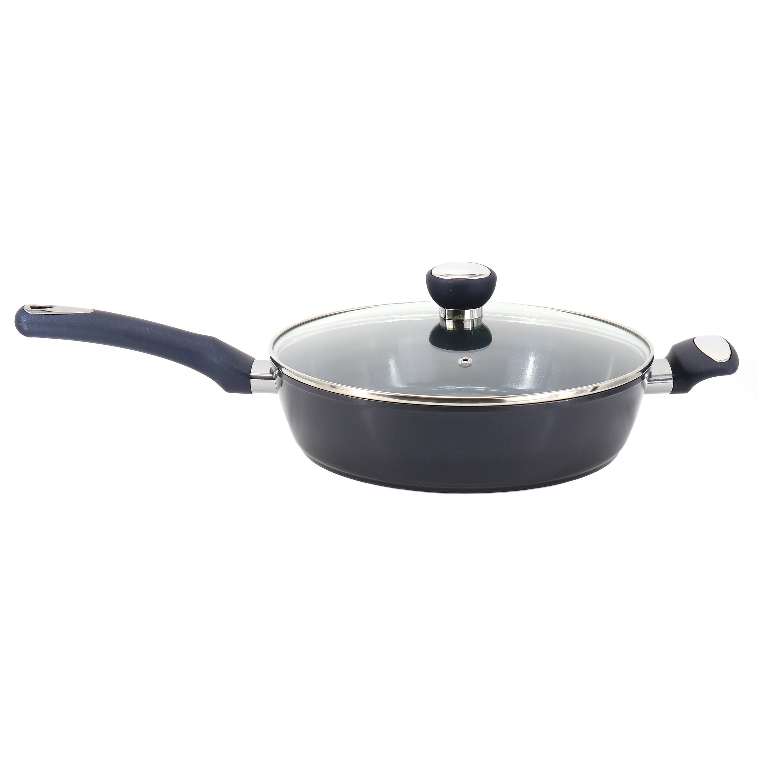 Oster - Hawke 3.9 Quart Ceramic Nonstick Aluminum Saute Pan with Lid in Dark - Blue