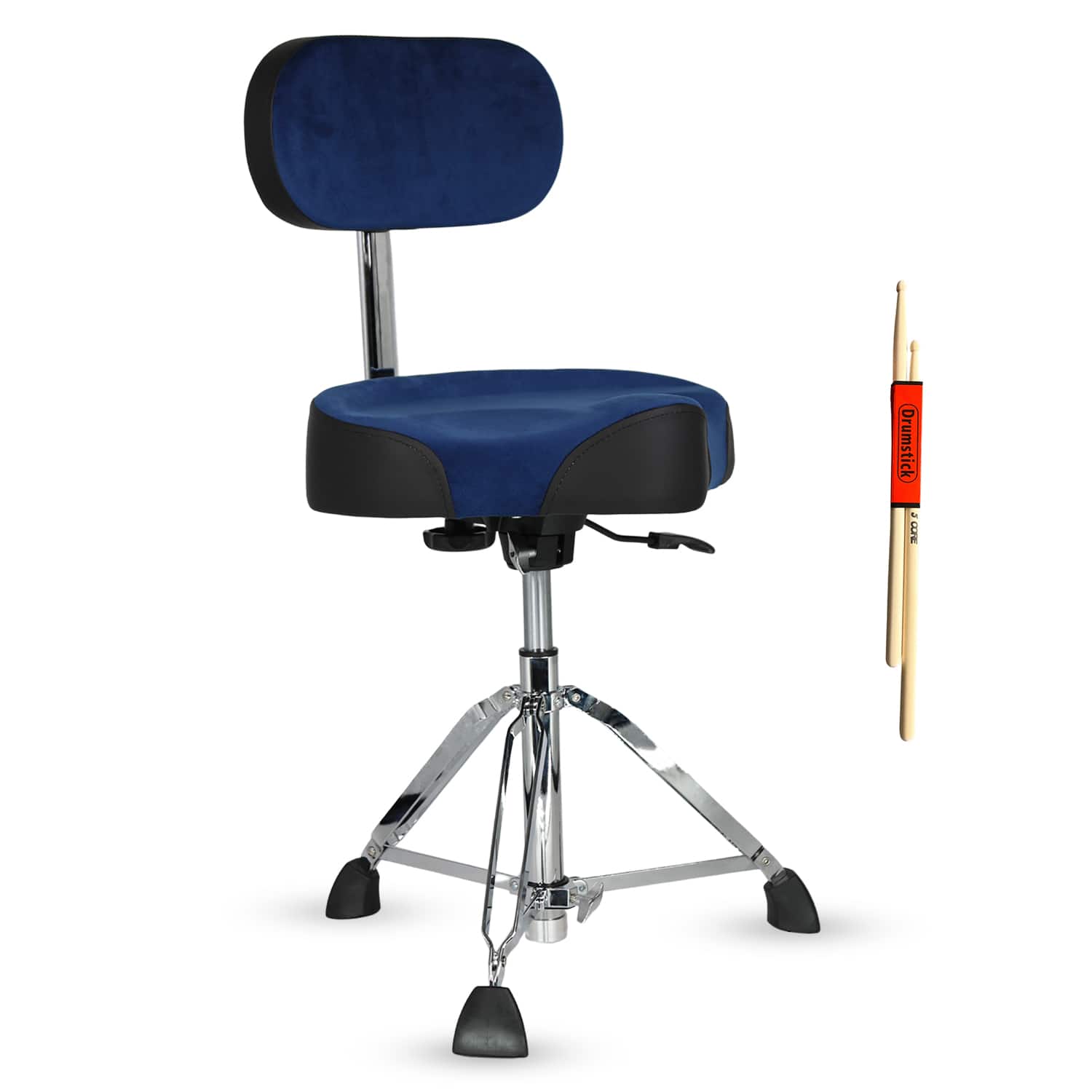 5 CORE - Drum Throne w Backrest 4" Padded Stool Airlift 25" Adjustable Drummer Stool 441Lb Capacity - Blue
