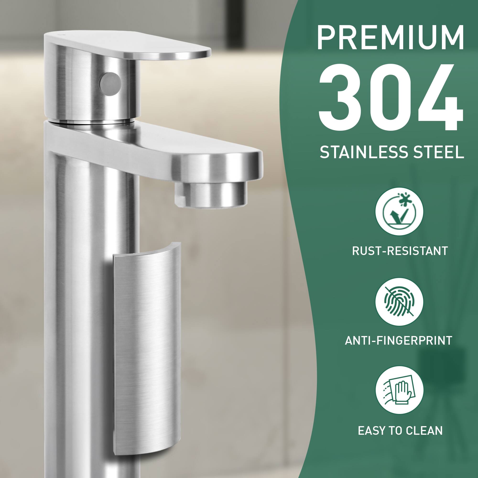 PREMIUM 304 STAINLESS STEEL  
RUST-RESISTANT  
ANTI-FINGERPRINT  
EASY TO CLEAN