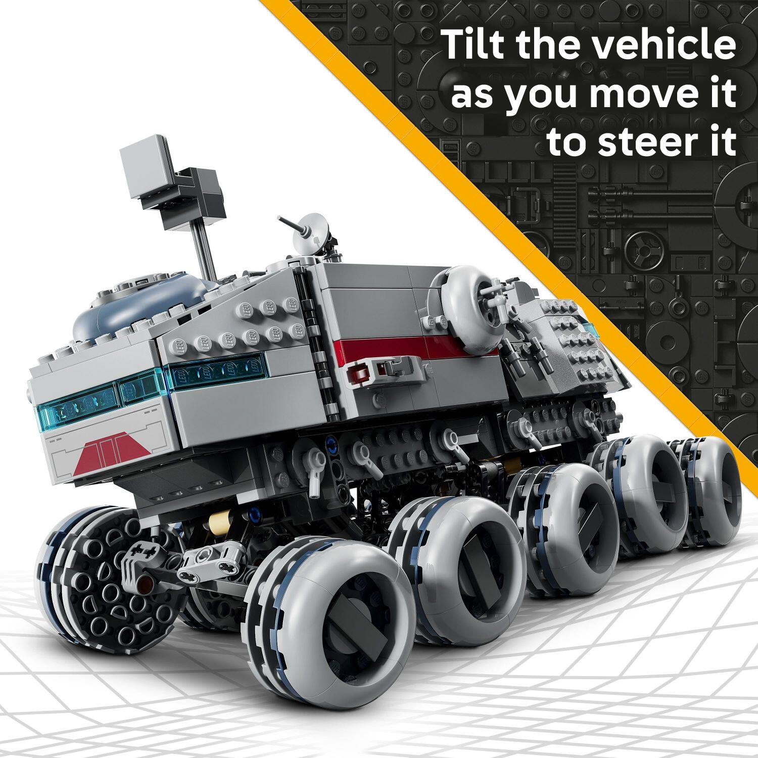 Tilt the vehicle as you move it to steer it.