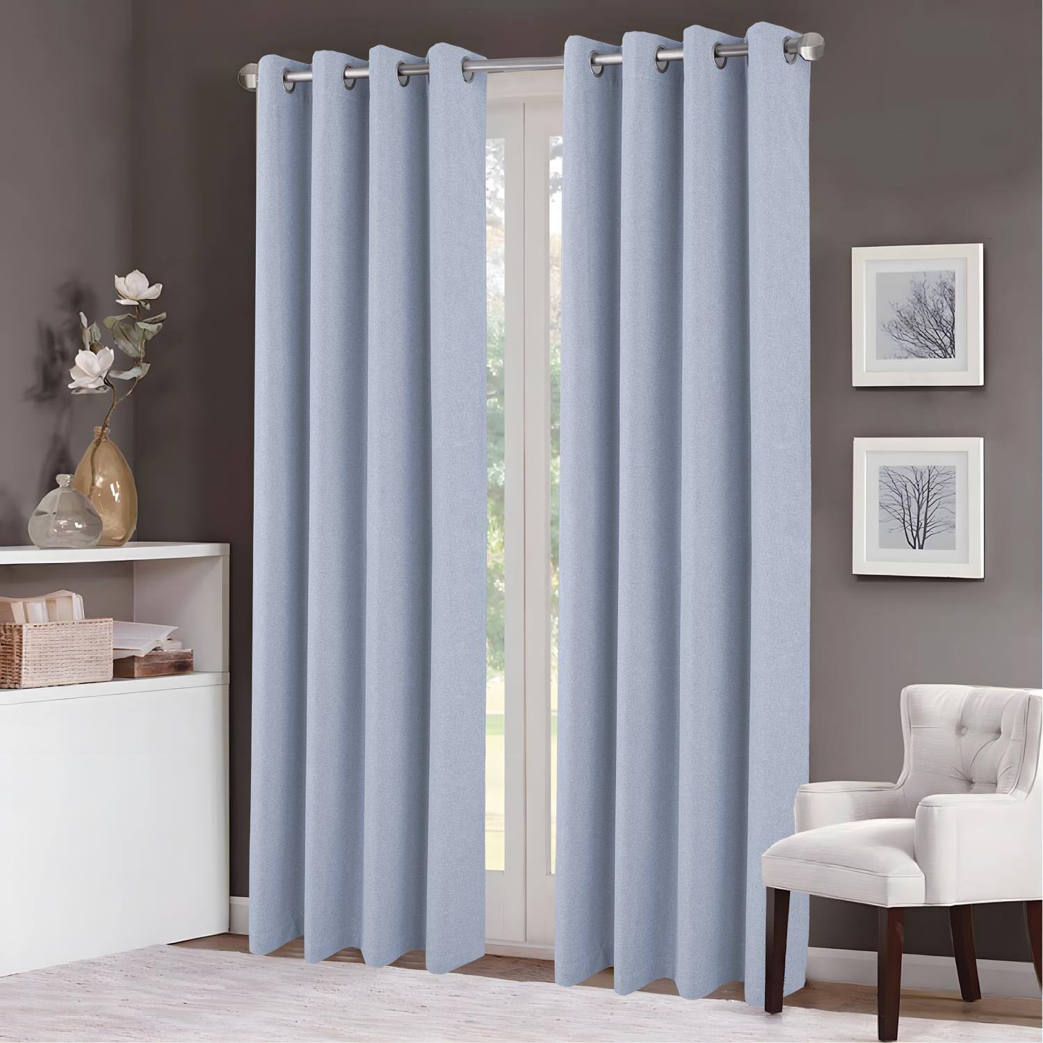 Angle. RT Designers Collection - RT Designers Collection Boden 100% Blackout Grommet Curtain Panel 54" x 90" Sky Blue - Sky blue.
