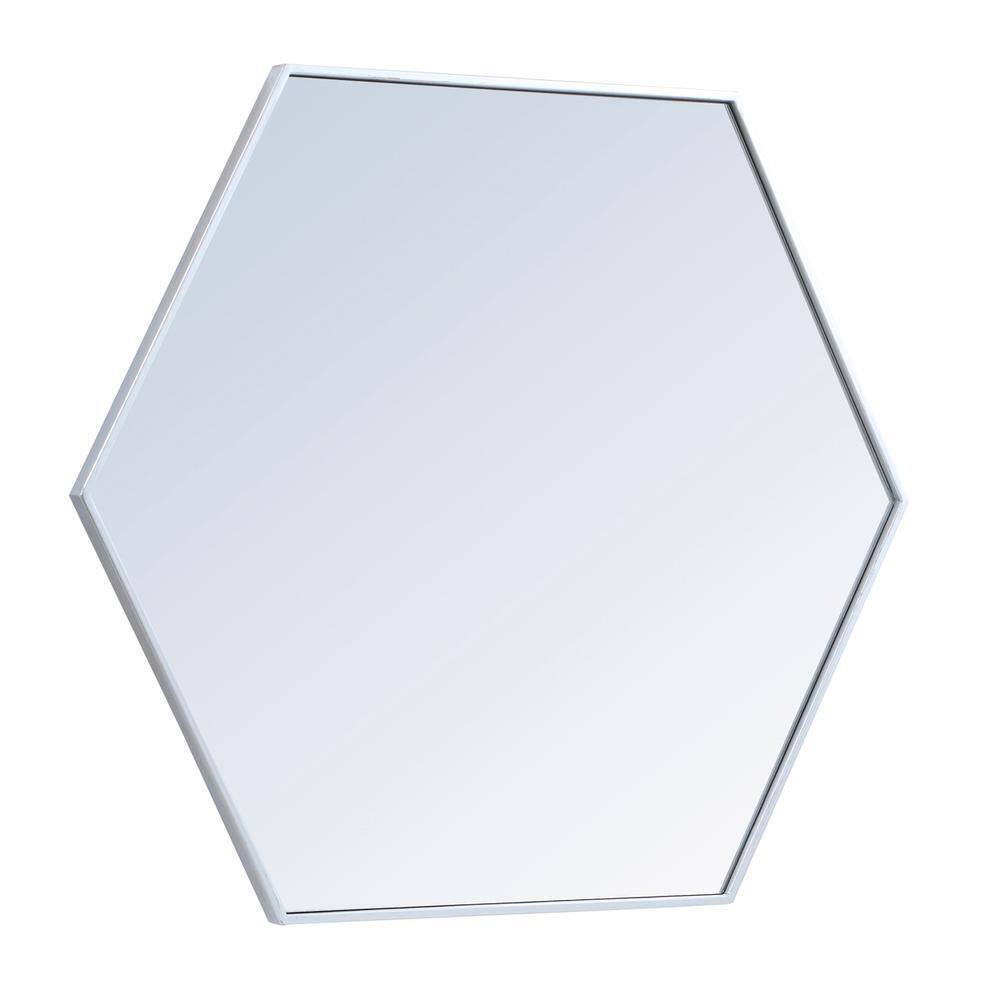 Left. Elegant Decor - Metal frame hexagon mirror 38 inch in silver - Silver.