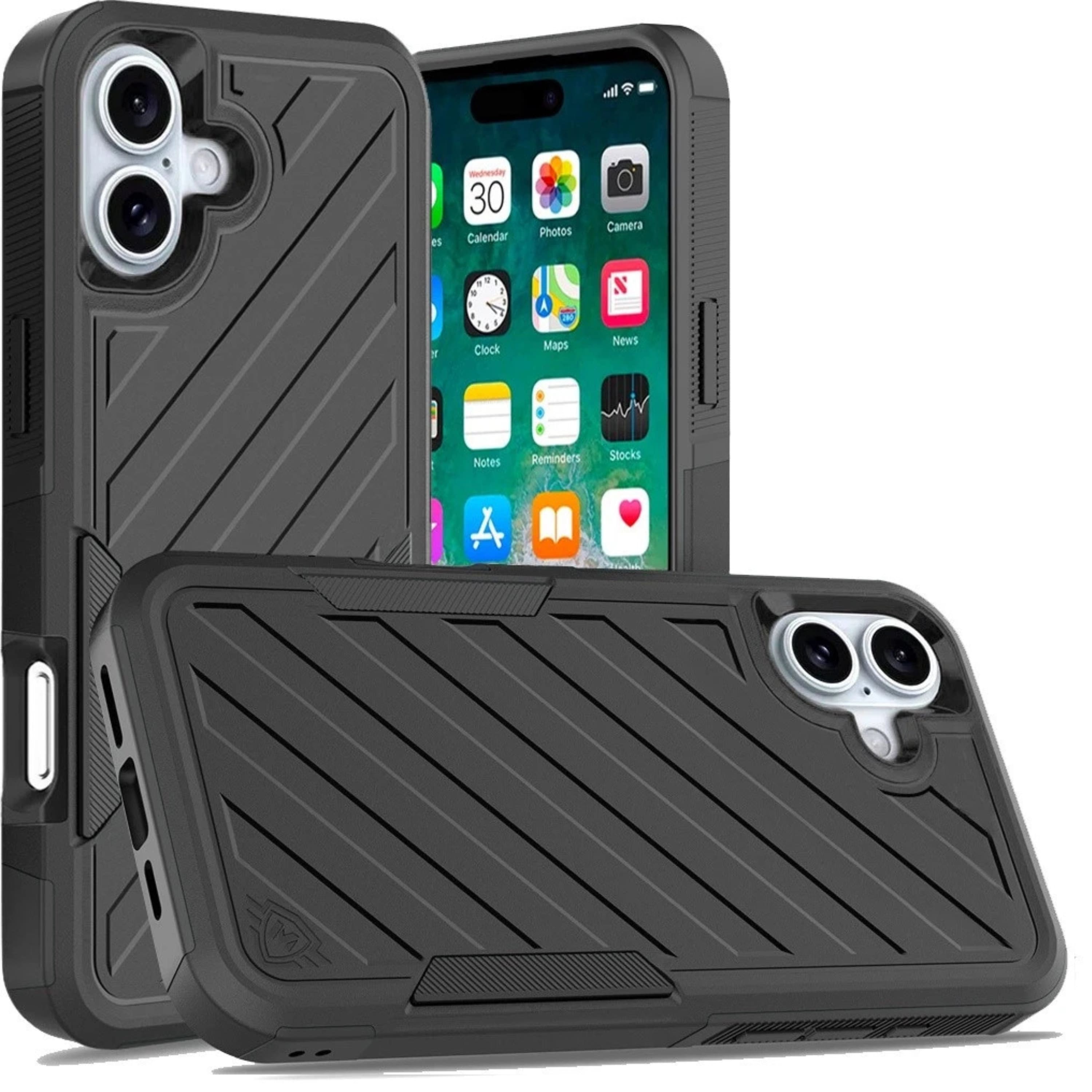 Kitcheniva - Dual Layer Shockproof Rugged Case With Tempered Glass For iPhone 16 Plus 6.7 Inch - Black price history on PriceWatchPro