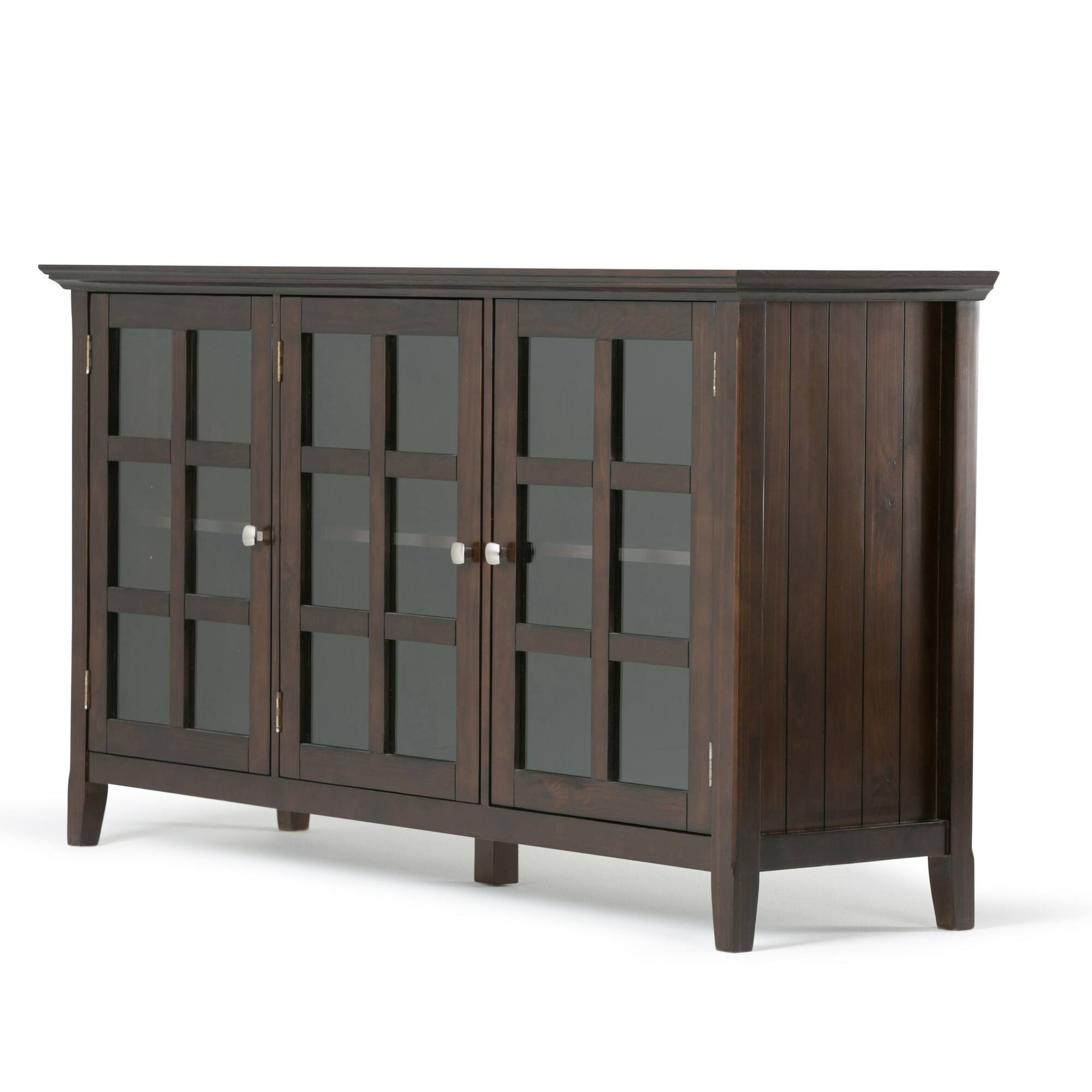 Angle. Simpli Home - Acadian Wide Storage Cabinet - Brunette Brown.