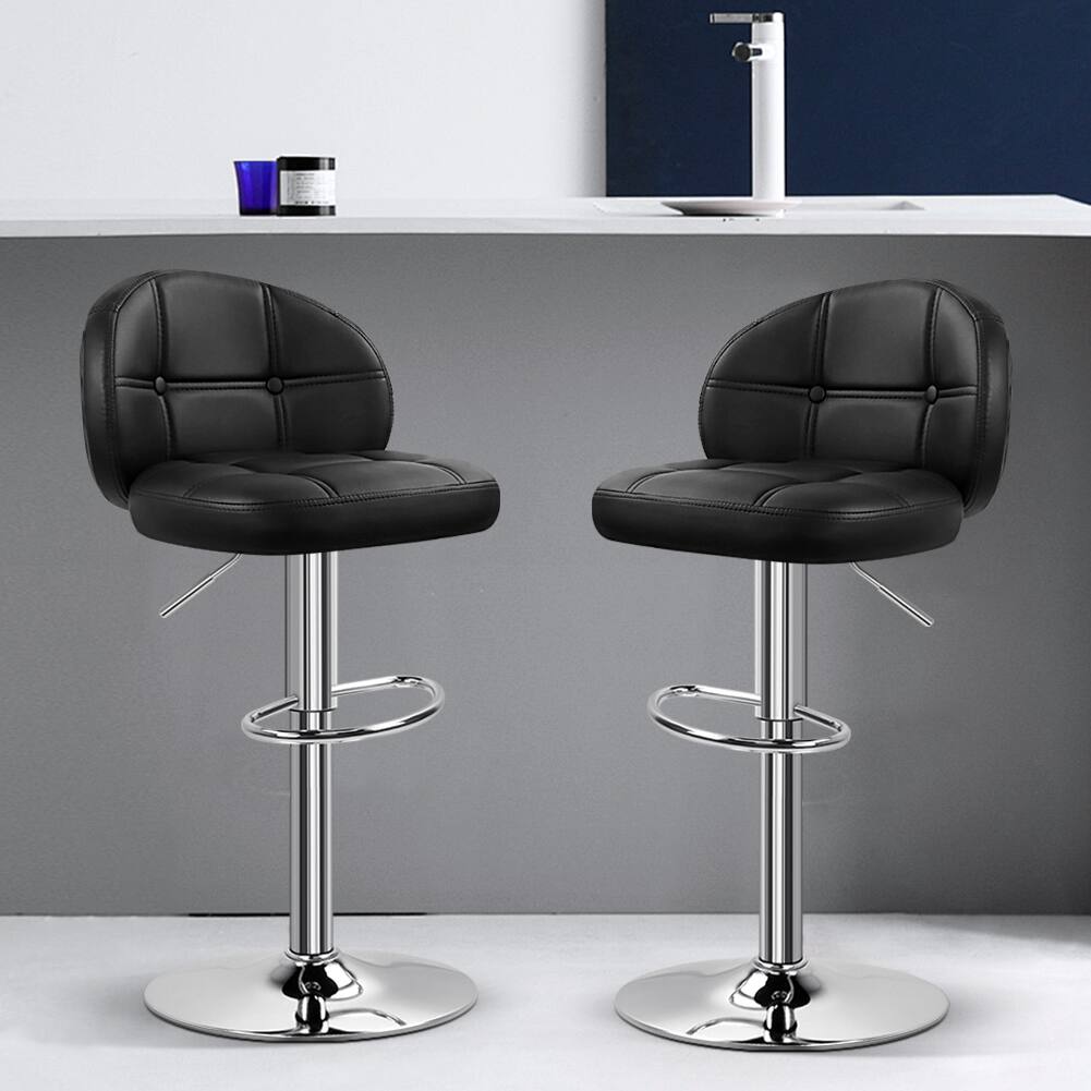 Alt View 1. KKTONER - KKTONER Bar Stool Set of 2 with Back Rest PU Leather Height Adjustable Swivel Chair Pub Island Kitchen stools - Black.