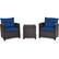 Angle. Costway - 3PCS Patio Rattan Furniture Set Cushioned Conversation Set Coffee Table - Navy.