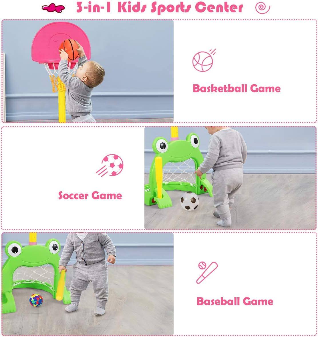 3-in-1 Kids Sports Center

Basketball Game

Soccer Game

Baseball Game