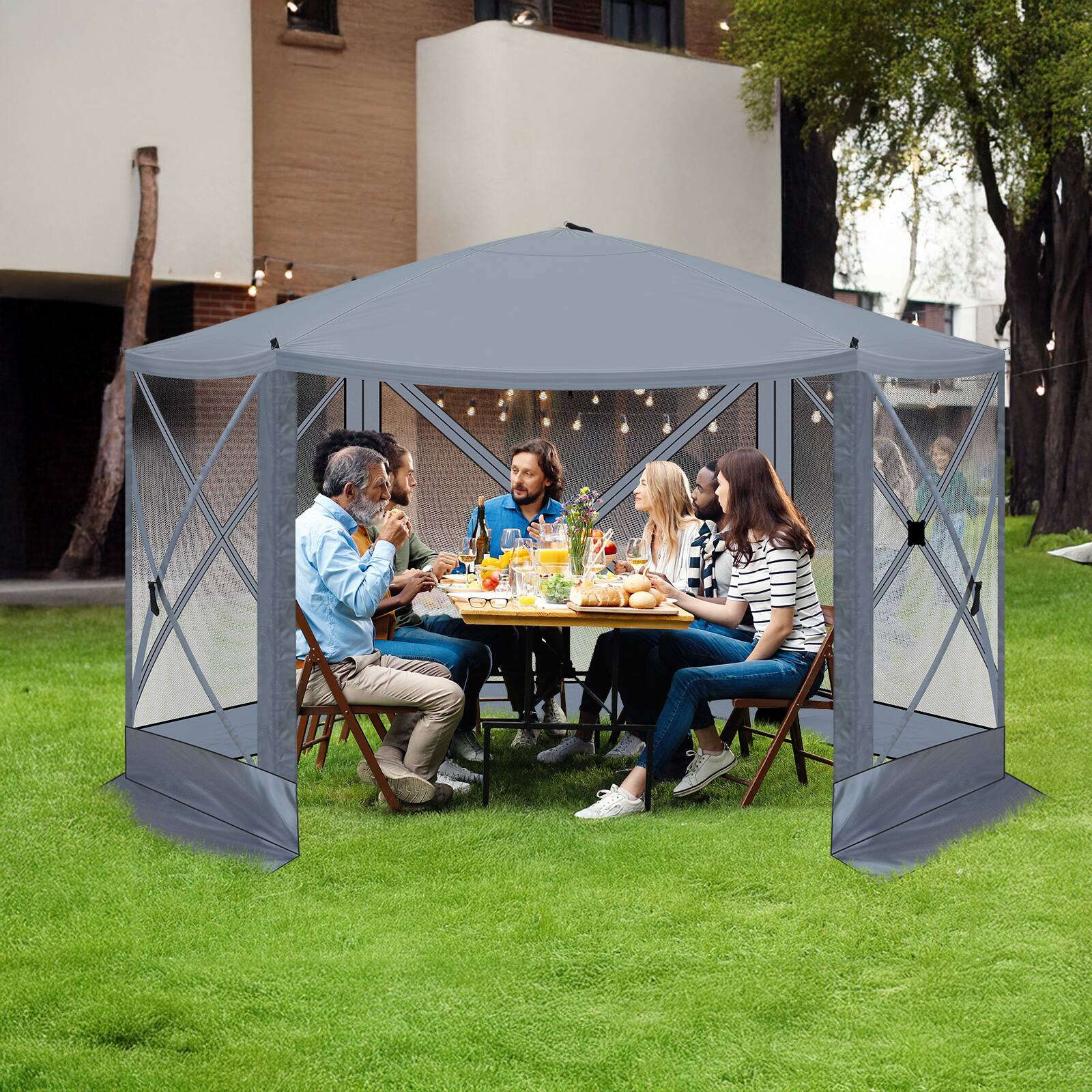 Alt View 3. Winado - 12x12ft Instant Pop-Up Screen Tent - Outdoor Gazebo Canopy with Mosquito Netting & Carrying Bag Pavilion Tent for Patio.