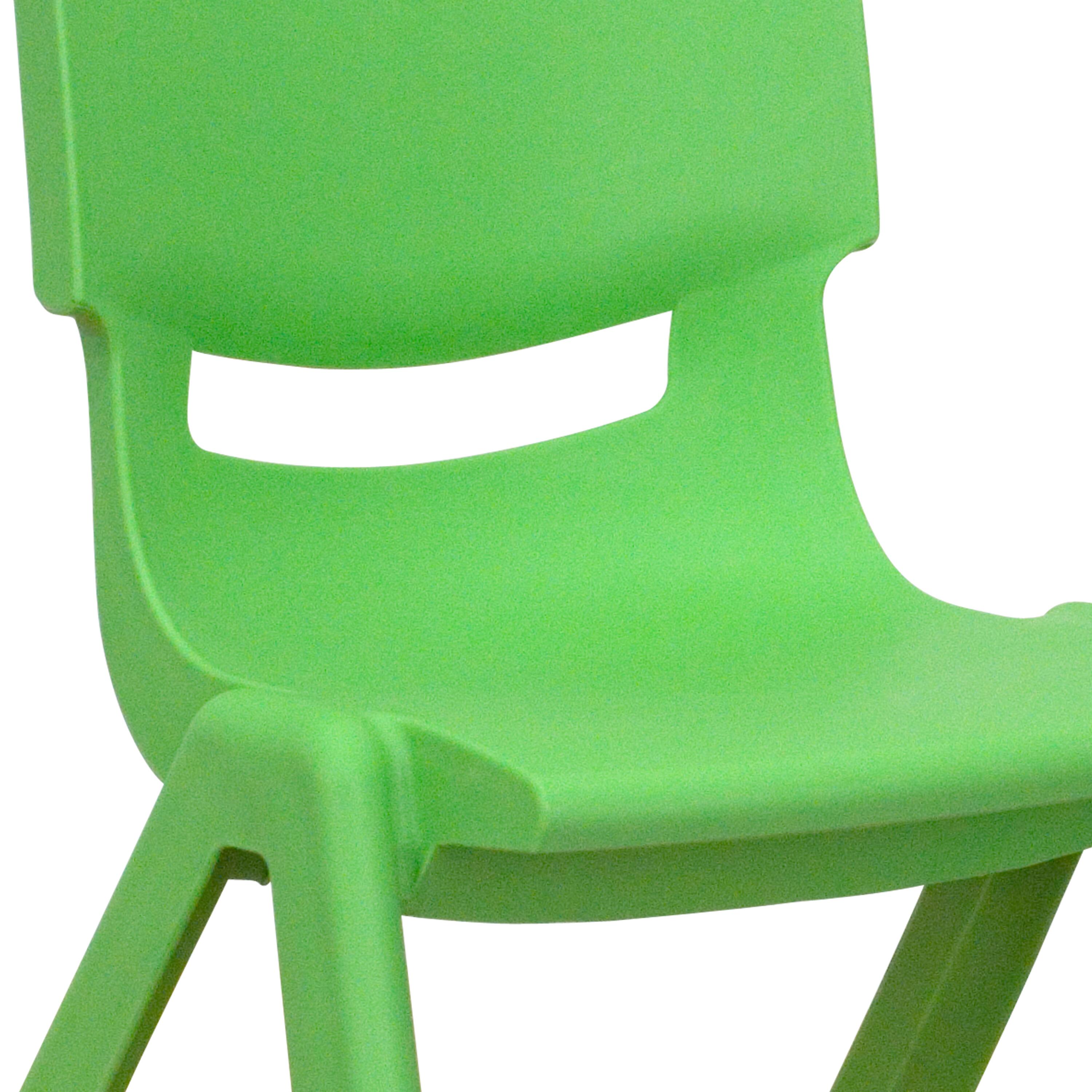 Alt View 9. Emma + Oliver - 4 Pack Plastic Stackable Pre-K/School Chairs with 10.5"H Seat - Green.