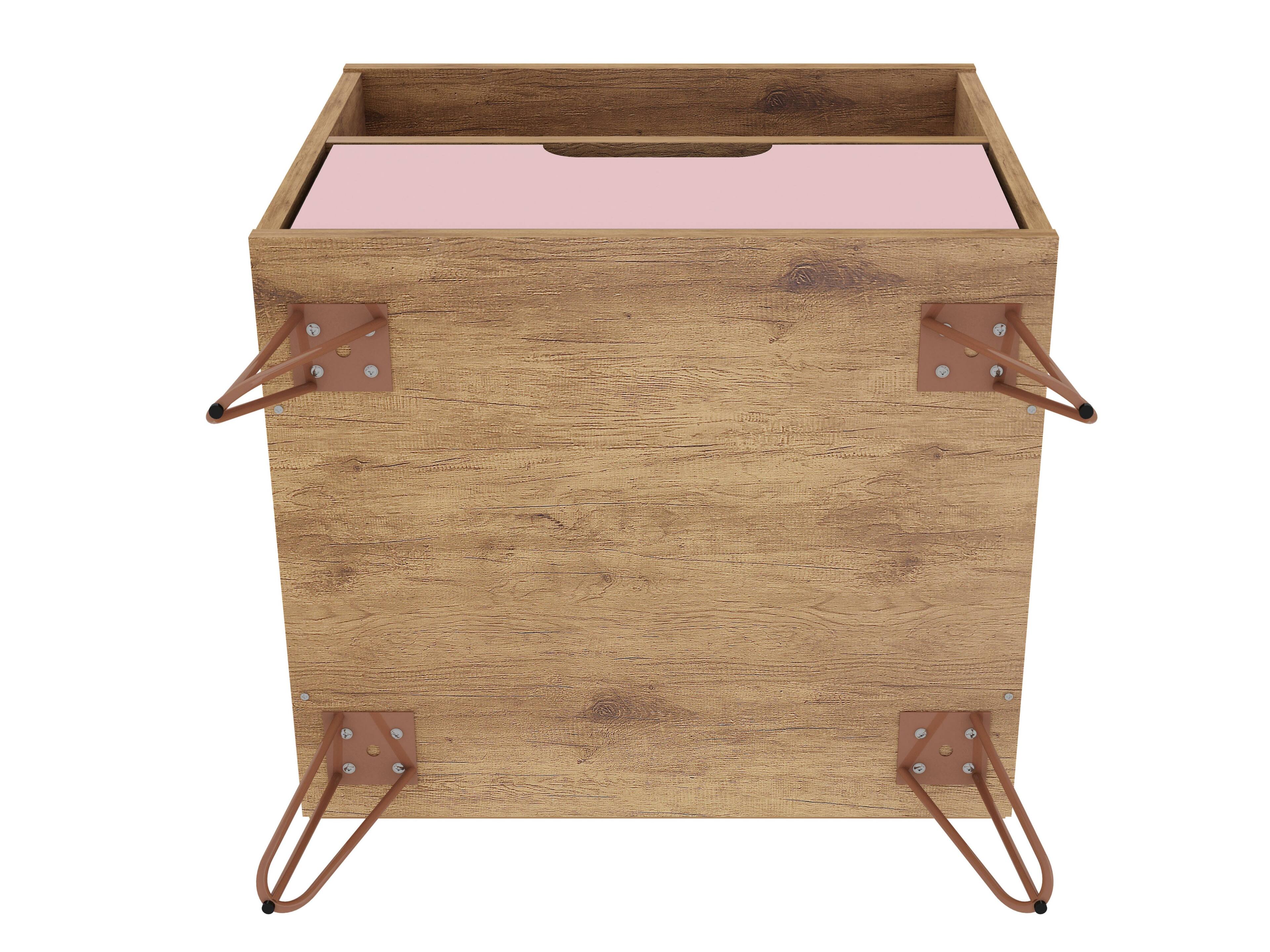 Alt View 4. Manhattan Comfort - Rockefeller Mid-Century Modern 20" Nightstand - Pink.