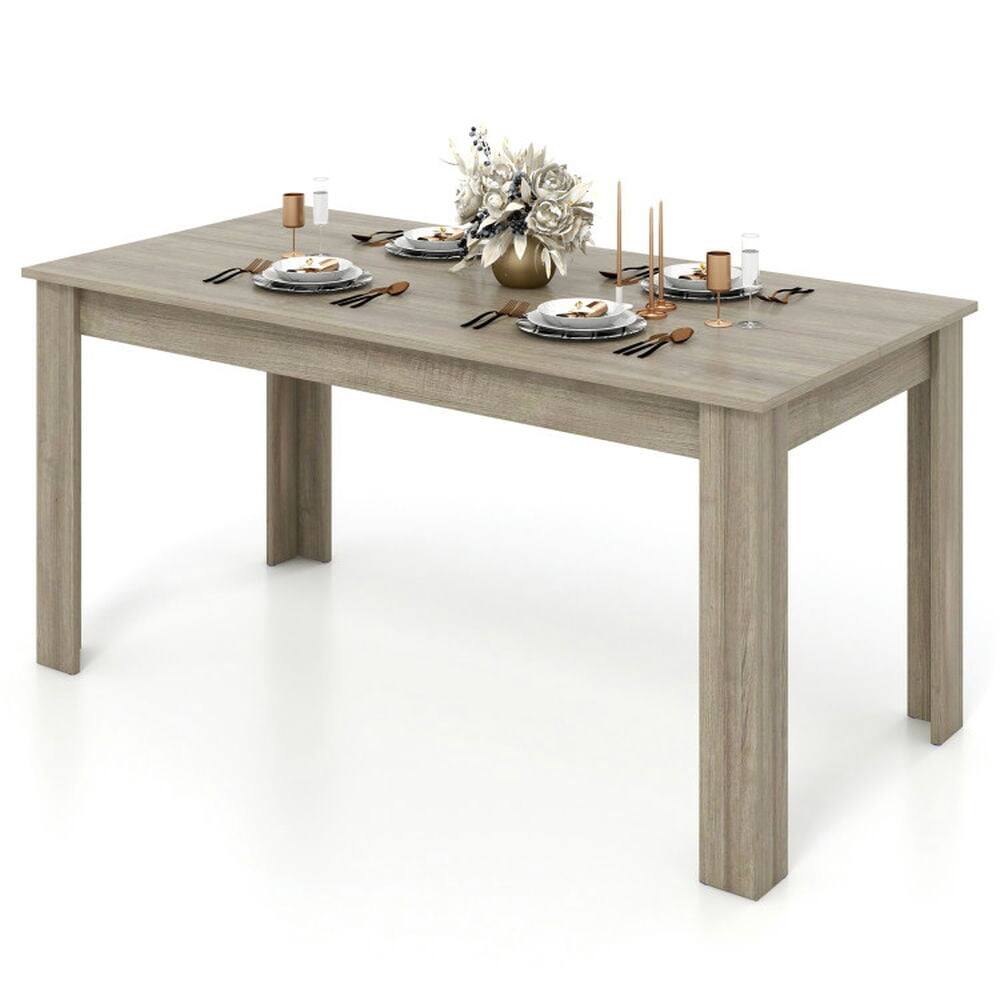 Alt View 2. Pefilos - 63 Inch Rectangular Modern Dining Kitchen Table-Light Gray, - Gray.