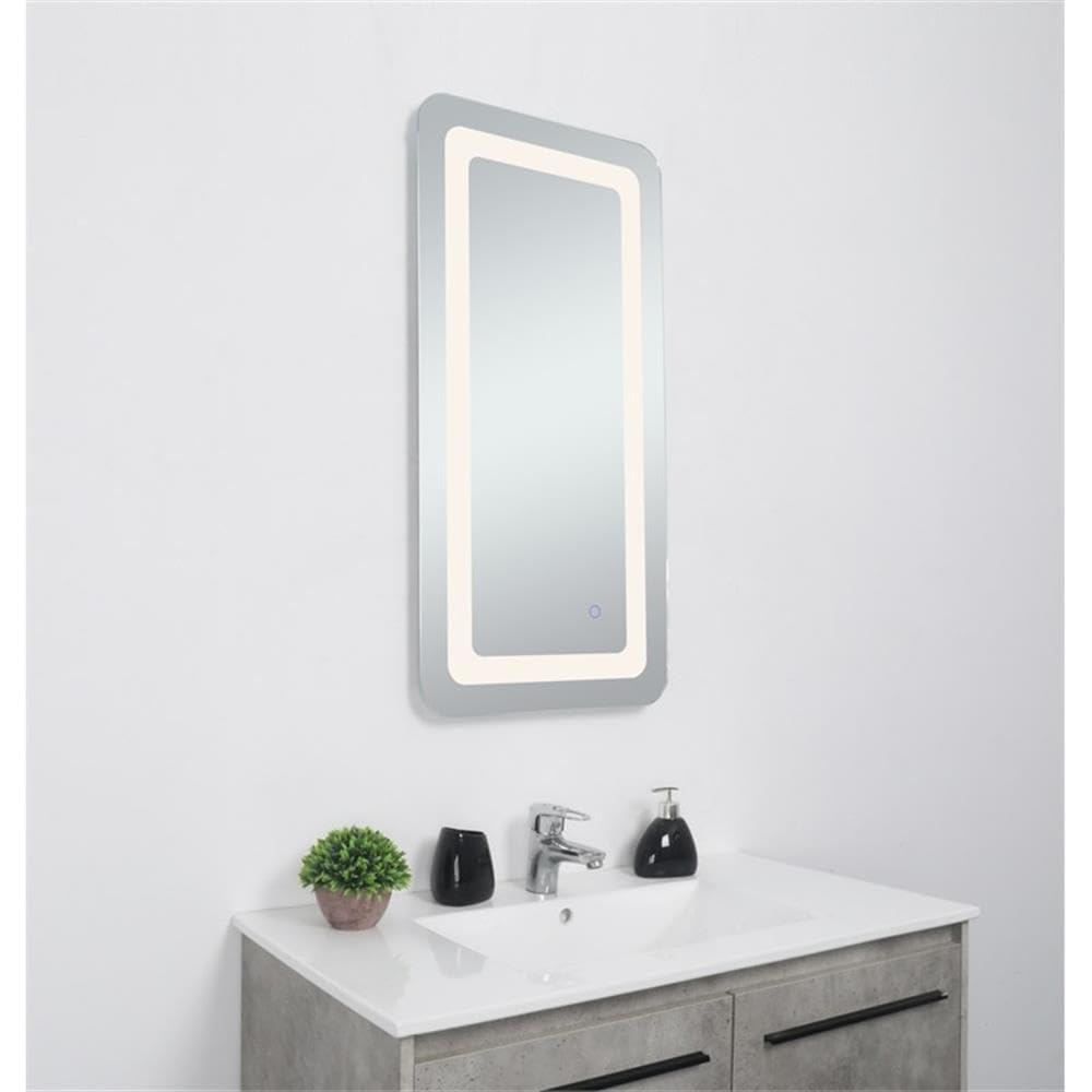 Angle. Elegant Decor - Genesis 18in x 36in soft edge LED mirror - Glossy White.