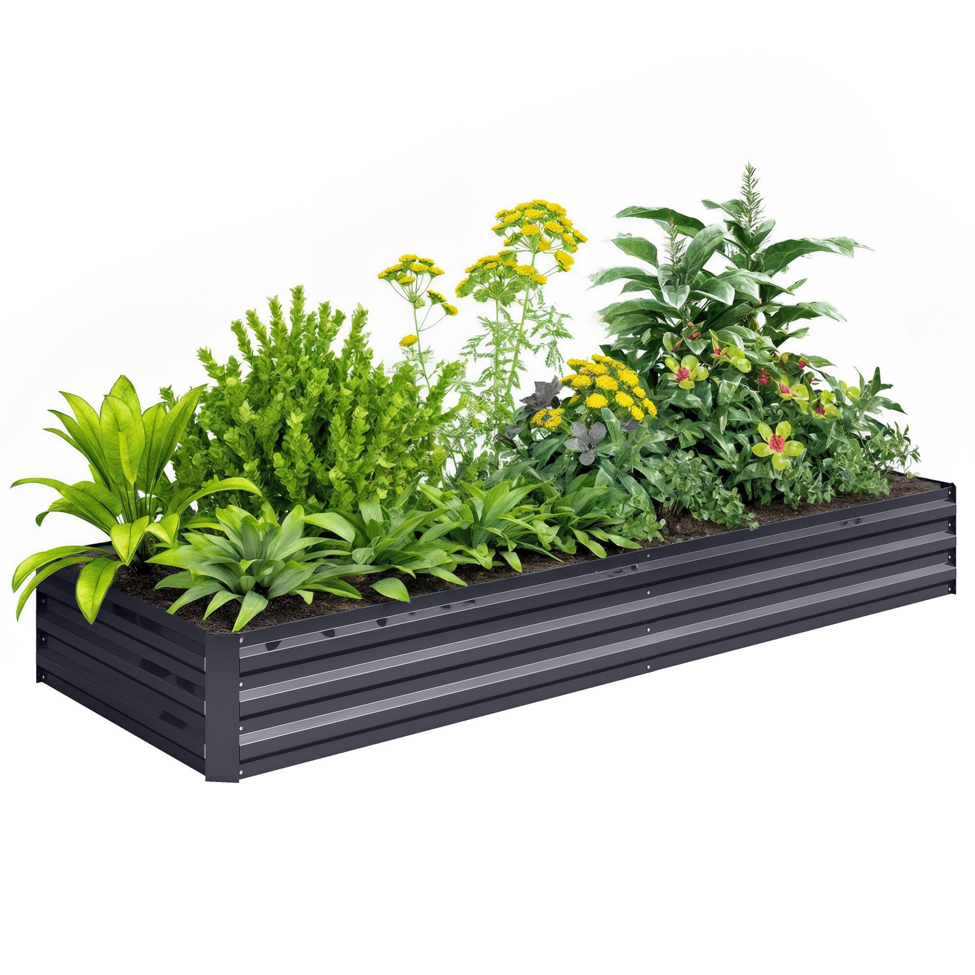 Outsunny - Galvanized Raised Garden Bed, 8' x 3' x 1' Metal Planter Box, for Growing Vegetables, Flowers, Herbs, Succulents - Gray
