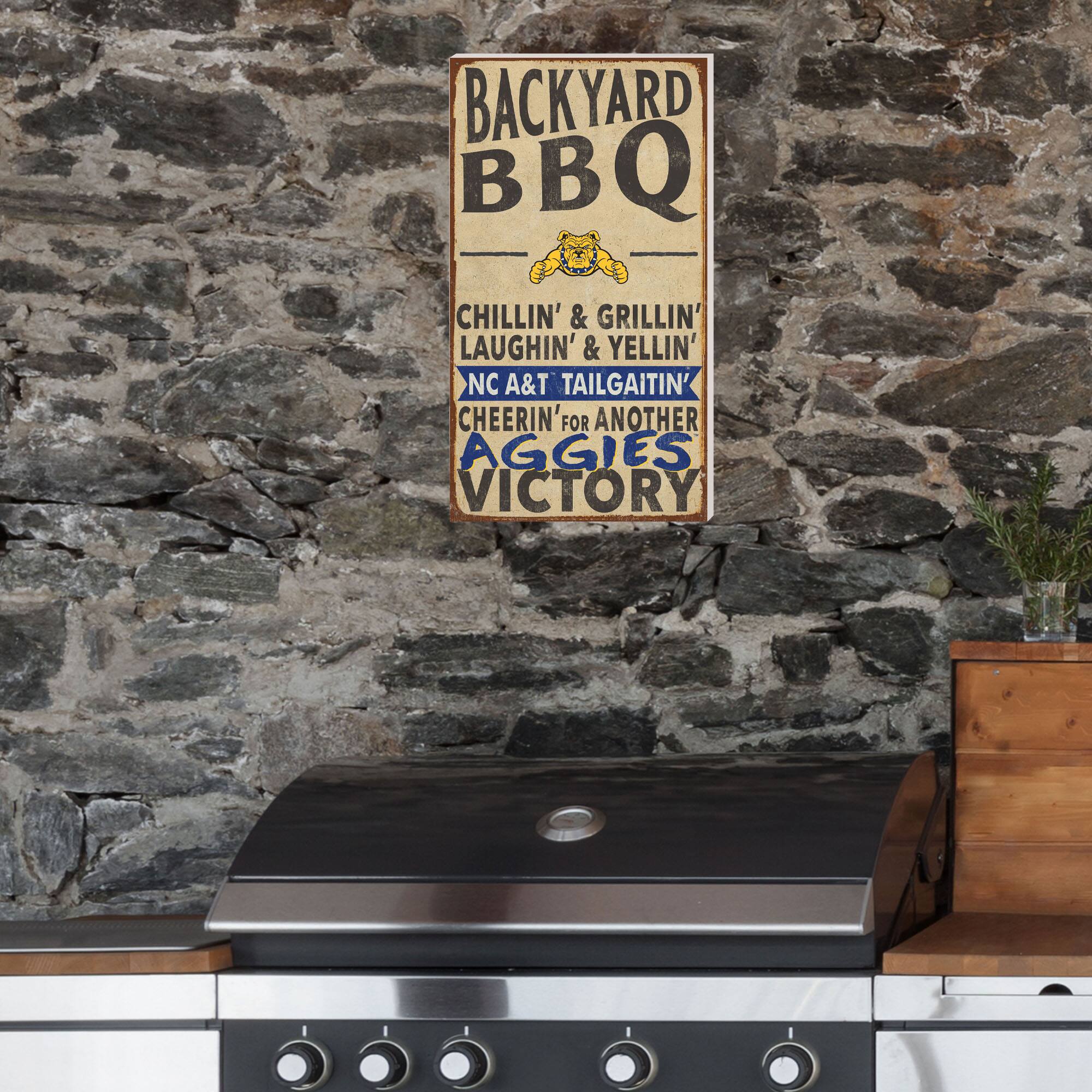 BACKYARD BBQ

CHILLIN' & GRILLIN'  
LAUGHIN' & YELLIN'  
NC A&T TAILGATIN'  
CHEERIN' FOR ANOTHER AGGIES VICTORY