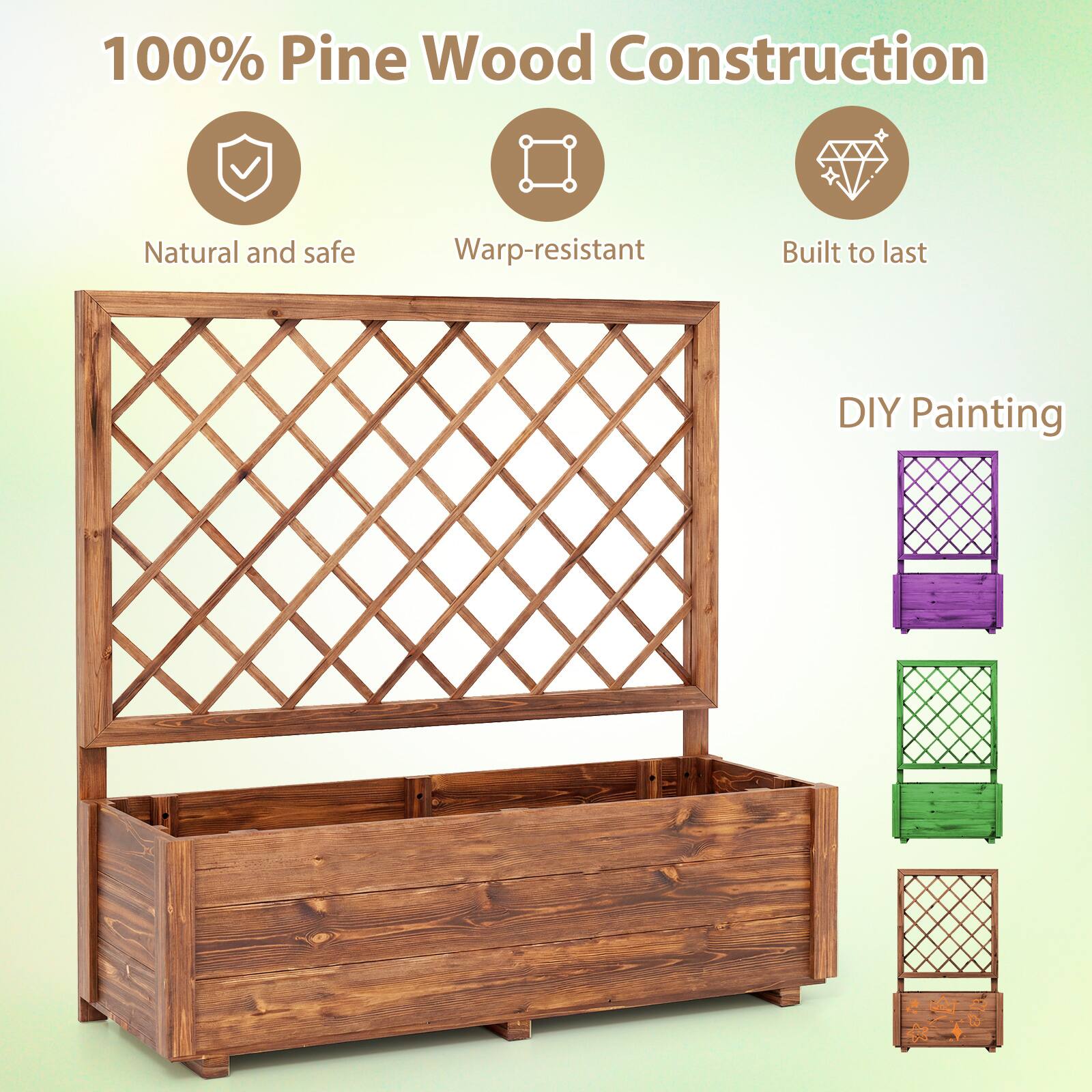 100% Pine Wood Construction  
Natural and safe  
Warp-resistant  
Built to last  
DIY Painting