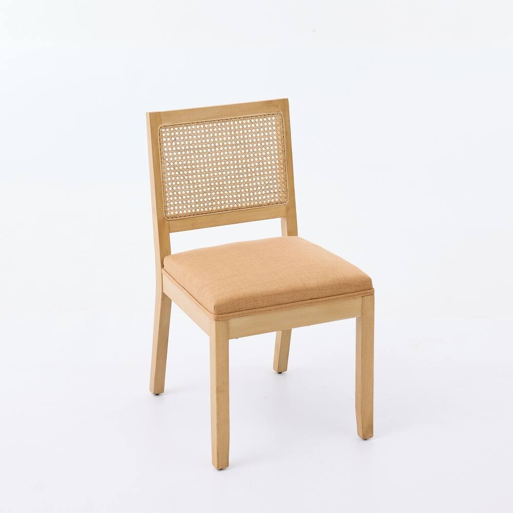 Back. Loheer - Loheer Rattan Dining Chairs Set of 2 Farmhouse Kitchen Chairs Tan - Tan.