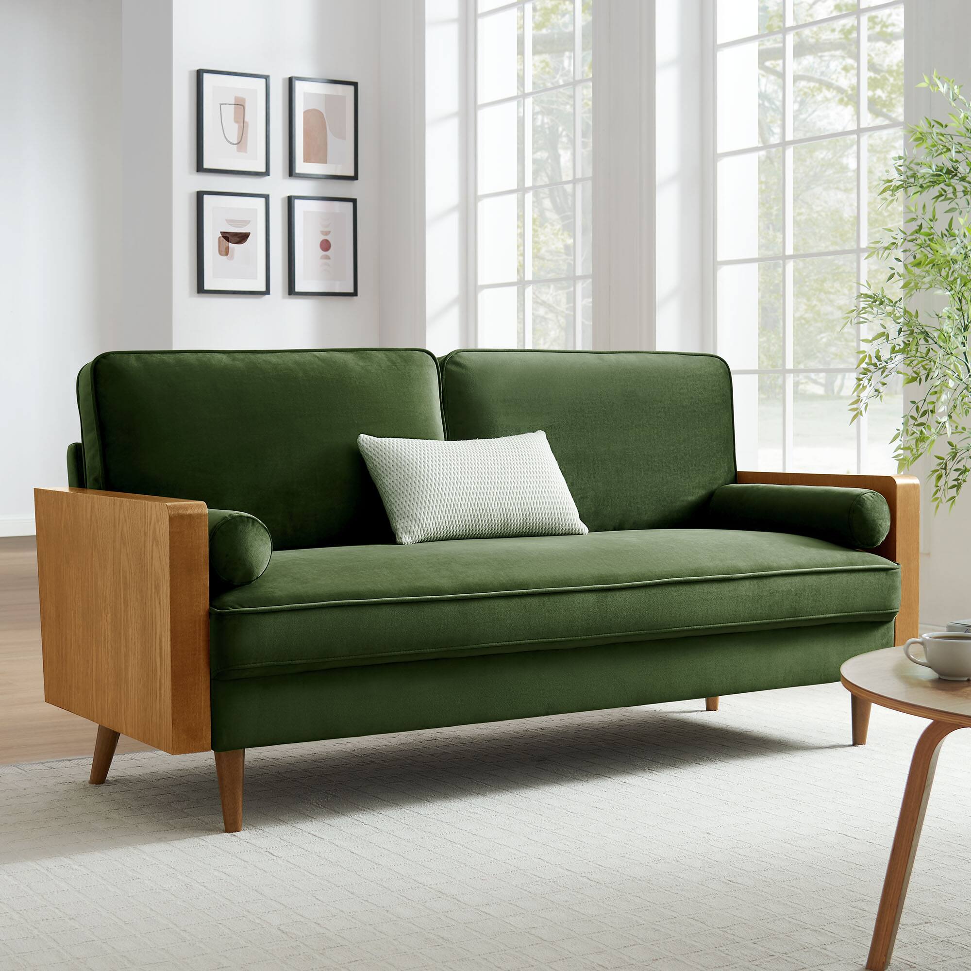 Alt View 4. Modway - Kellan Performance Velvet Sofa by Modway - Green.