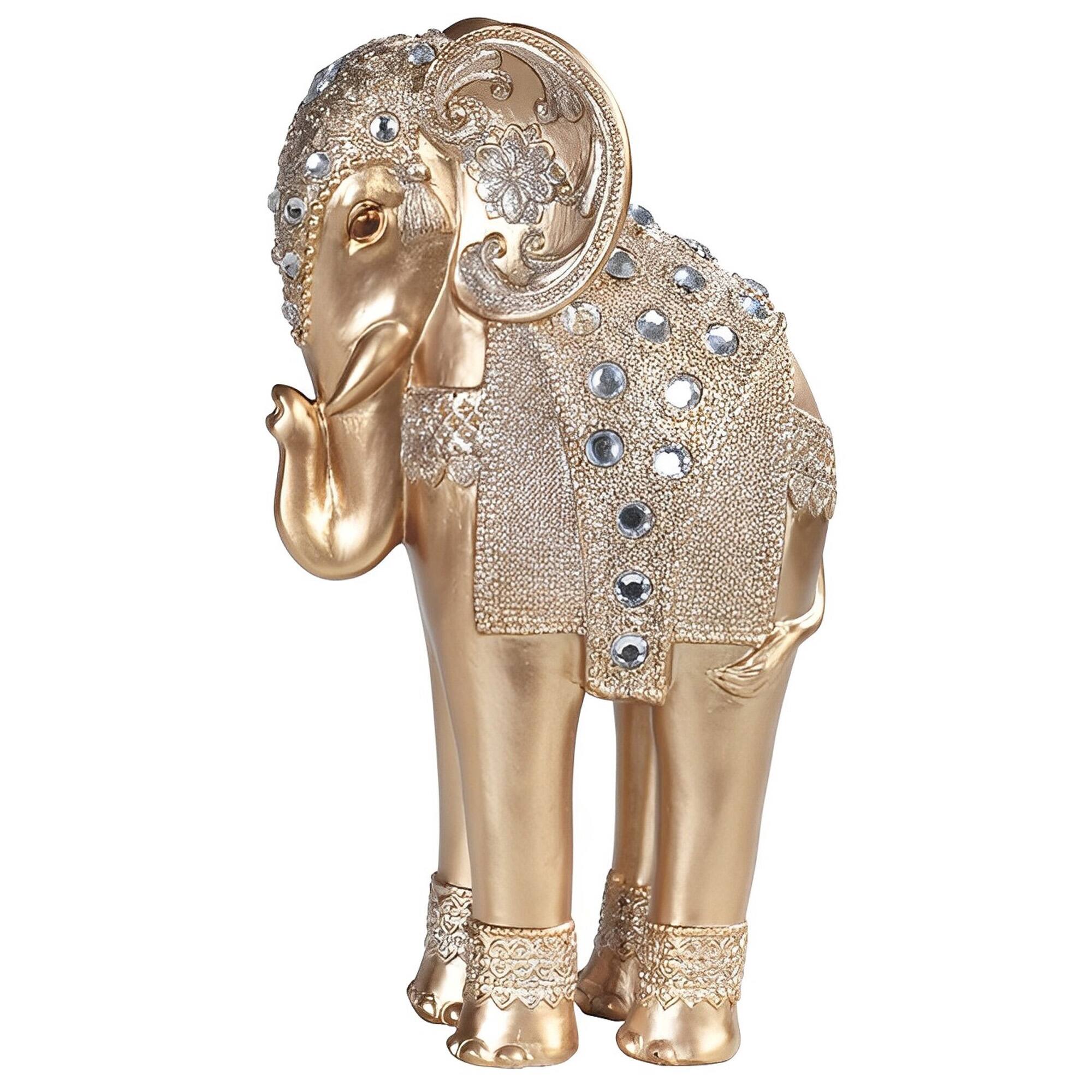 FC Design - 9.5"H Standing Long Legged Elephant with Gem Elephant Figurine Statue Office Desk Tabletop Home Decor Gift - Multi-Color