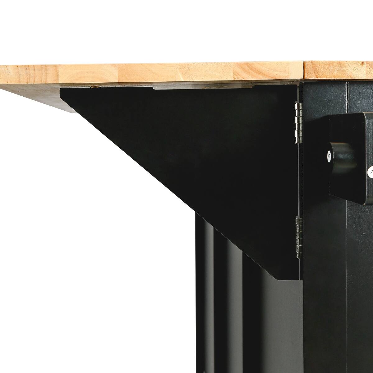 Alt View 2. Loheer - Loheer Black Kitchen Island with Drop Leaf and 3 Drawers - Black.
