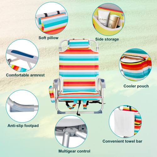 Soft pillow  
Side storage  
Comfortable armrest  
Cooler pouch  
Anti-slip footpad  
Convenient towel bar  
Multigear control