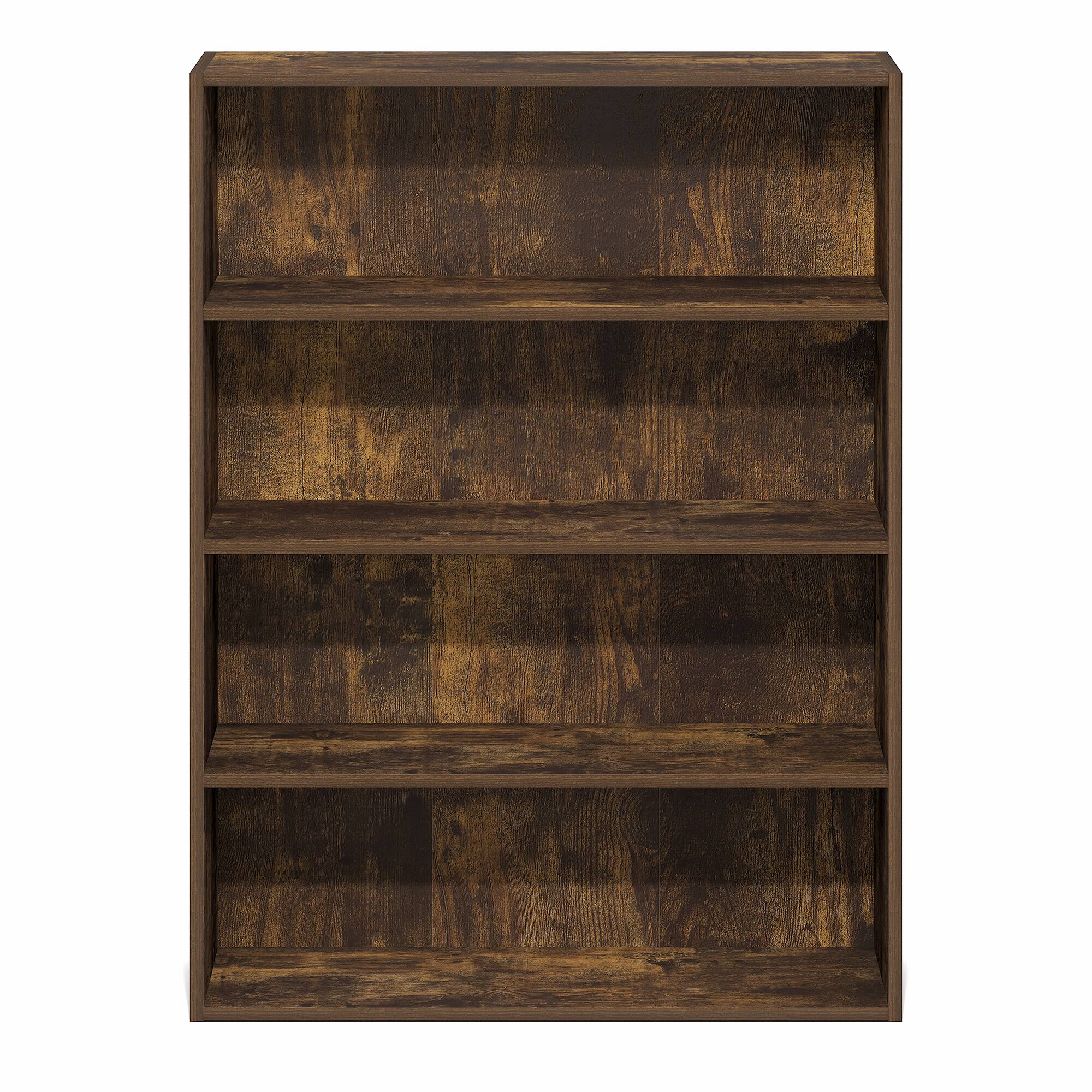 Alt View 5. Furinno - PASIR Book Shelf, 4-Tier Bookshelf, Bookcase with Open Storage Shelf, 9.3 x 31.3 x 41.8, for Home Office, Living Room - Amber Pine.